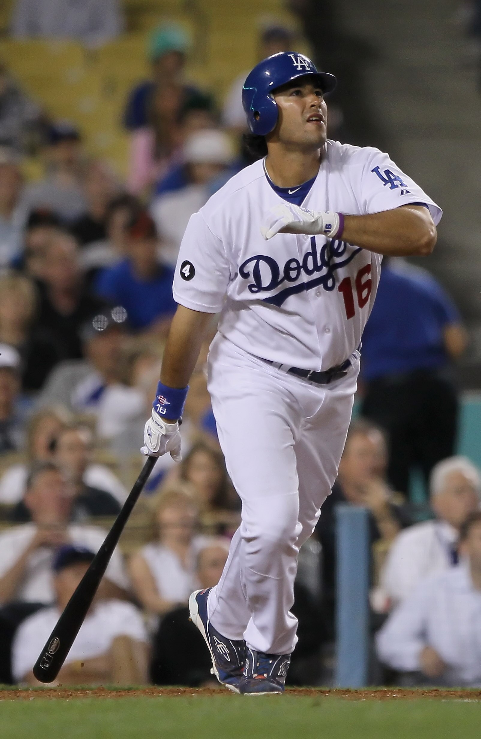 LOS ANGELES, CA - APRIL 01:  Andre Ethier #16 of the Los Angeles Dodgers bats against the San Francisco Giants at Dodger Stadium on April 1, 2011 in Los Angeles, California.  (Photo by Jeff Gross/Getty Images)