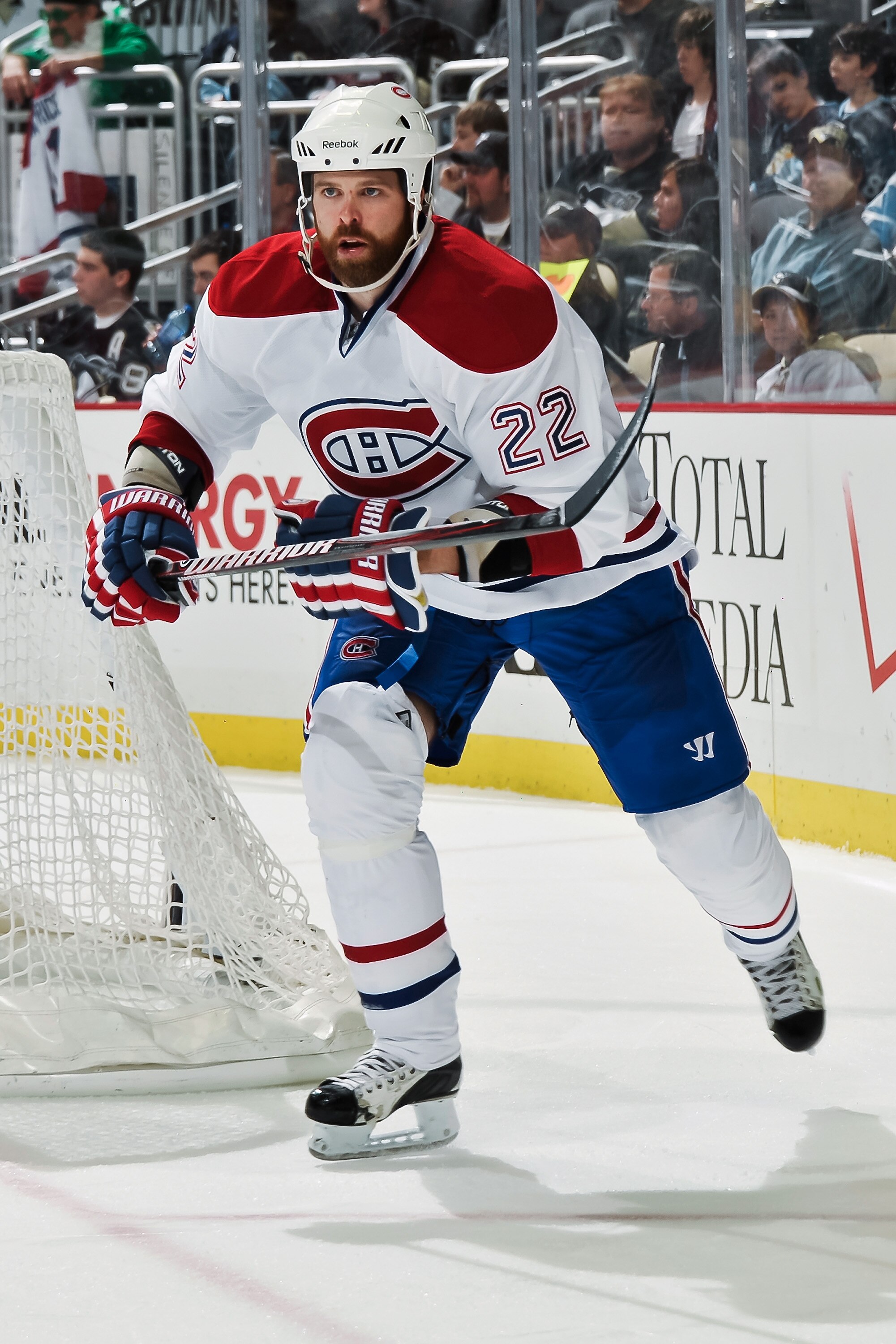PITTSBURGH, PA - MARCH 12:  Paul Mara #22 of the Montreal Canadiens skates against the Pittsburgh Penguins on March 12, 2011 at CONSOL Energy Center in Pittsburgh, Pennsylvania.  (Photo by Jamie Sabau/Getty Images)