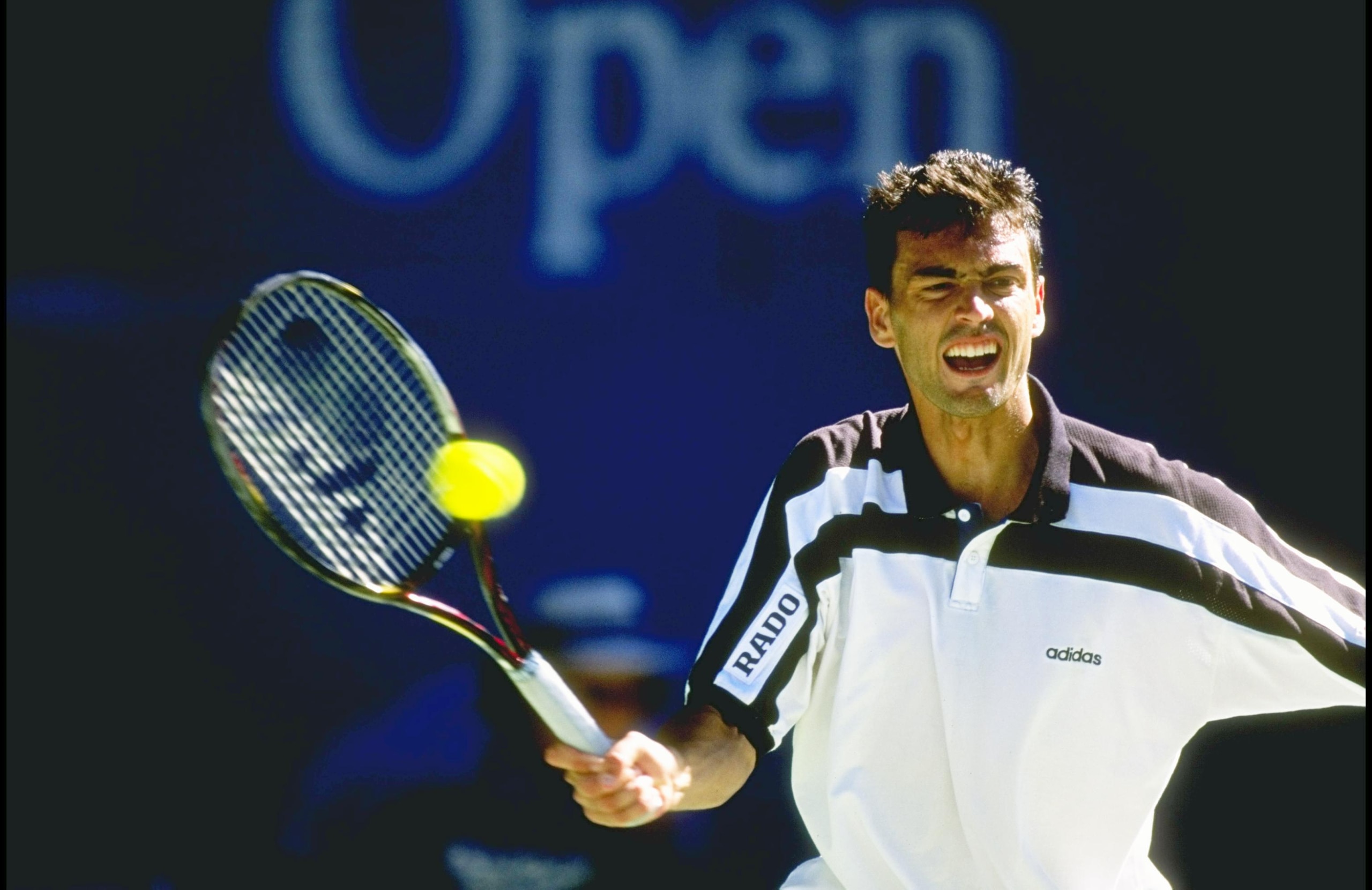 17 Jan 1997:  Sergei Bruguera of Spain in action during the Australian open at Flinders Park in Melbourne, Australia. \ Mandatory Credit: Clive Brunskill /Allsport