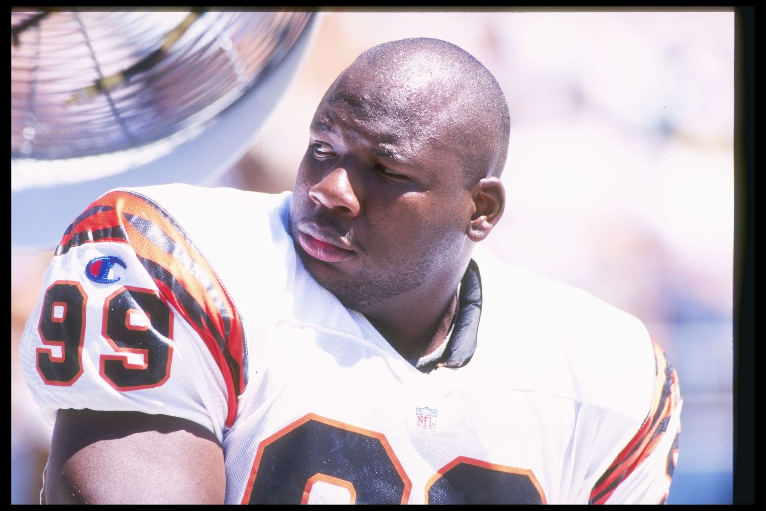 8 Sep 1996:  Defensive lineman Dan Wilkinson of the Cincinnati Bengals looks on during a game against the San Diego Chargers at Jack Murphy Stadium in San Diego, California.  The Chargers won the game, 27-14. Mandatory Credit: Andy Lyons  /Allsport