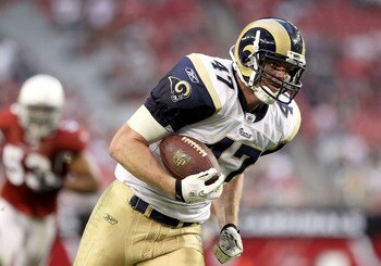 GLENDALE, AZ - DECEMBER 05:  Tight end Billy Bajema #47 of the St. Louis Rams rushes the football against the Arizona Cardinals during the NFL game at the University of Phoenix Stadium on December 5, 2010 in Glendale, Arizona. The Rams defeated the Cardin