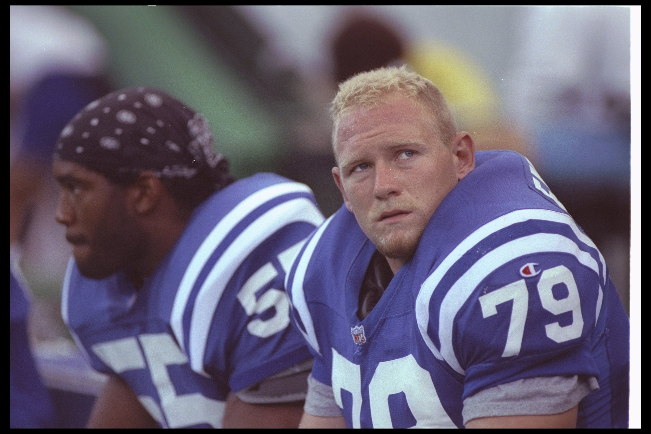 13 Sep 1992:  Defensive lineman Steve Emtman of the Indianapolis Colts looks on during a game against the Houston Oilers at the RCA Dome in Indianapolis, Indiana.  The Oilers won the game, 20-10. Mandatory Credit: Gary Mook  /Allsport