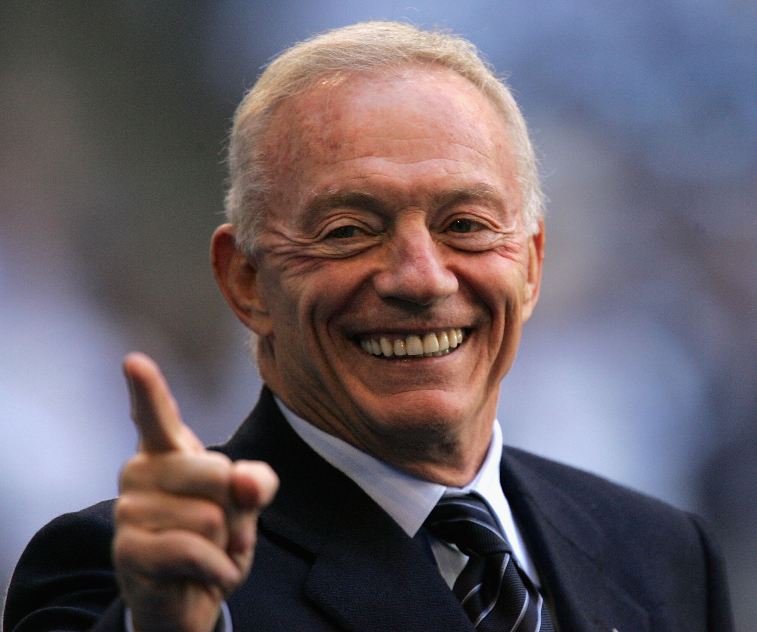 IRVING, TX - JANUARY 13: Owner of the Dallas Cowboys, Jerry Jones smiles on the sidelines before the NFC Divisional Playoff game against the New York Giants at Texas Stadium on January 13, 2008 in Irving, Texas. (Photo by Ronald Martinez/Getty Images) IRVING, TX - JANUARY 13: Owner of the Dallas Cowboys, Jerry Jones smiles on the sidelines before the NFC Divisional Playoff game against the New York Giants at Texas Stadium on January 13, 2008 in Irving, Texas. (Photo by Ronald Martinez/Getty Images)