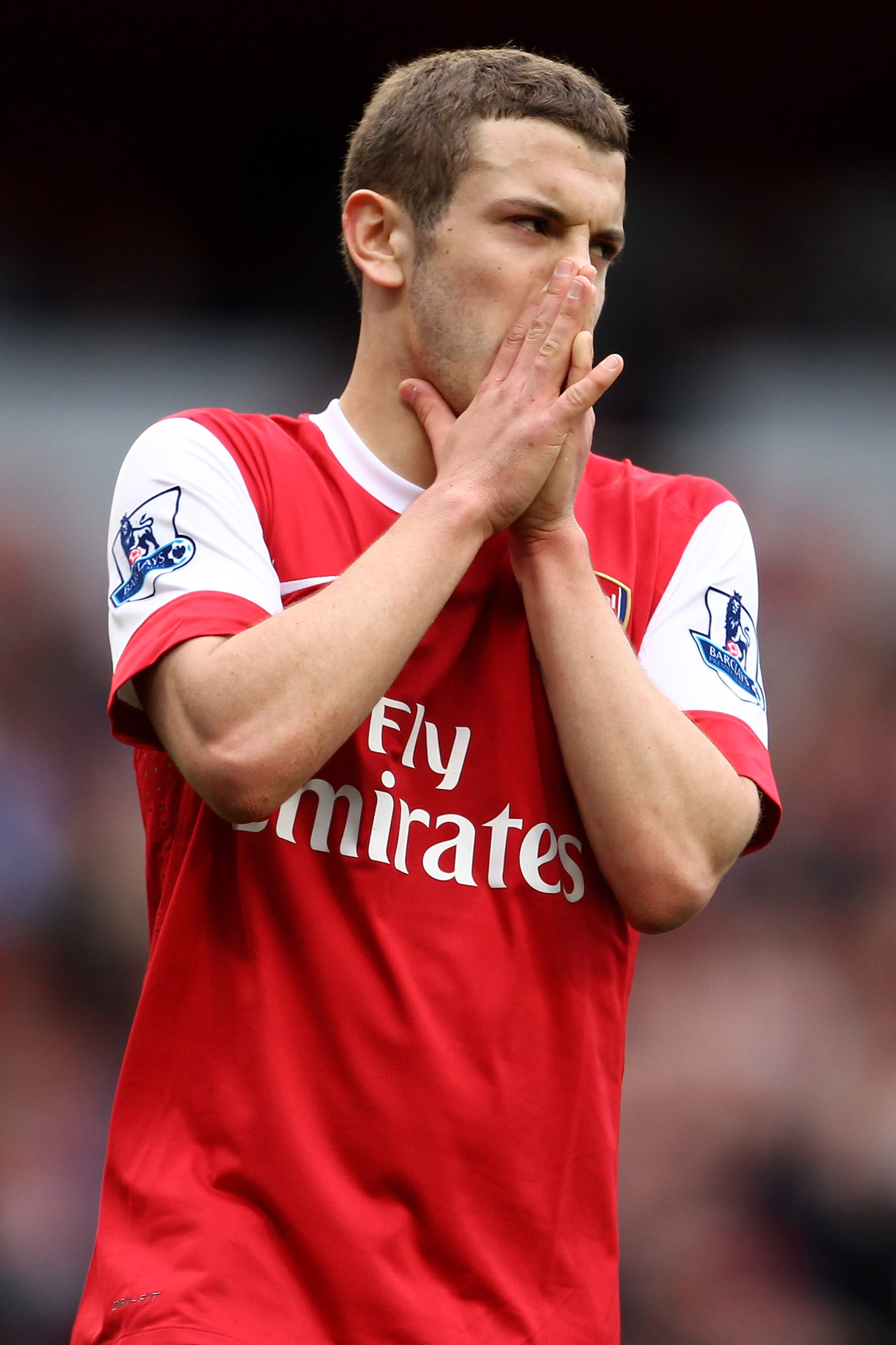 LONDON, ENGLAND - APRIL 02: Jack Wilshere of Arsenal reacts after a missed oppurtunity during the Barclays Premier League match between Arsenal and Blackburn Rovers at the Emirates Stadium on April 2, 2011 in London, England. (Photo by Julian Finney/Get LONDON, ENGLAND - APRIL 02: Jack Wilshere of Arsenal reacts after a missed oppurtunity during the Barclays Premier League match between Arsenal and Blackburn Rovers at the Emirates Stadium on April 2, 2011 in London, England. (Photo by Julian Finney/Get