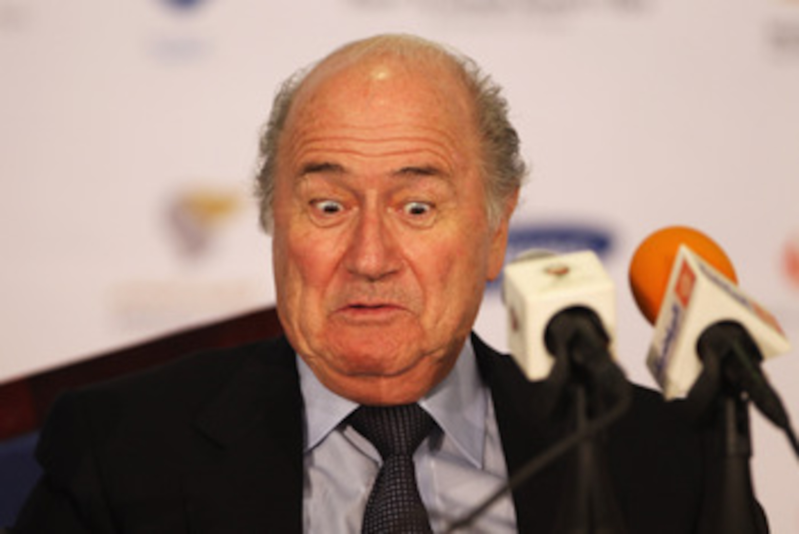 MUSCAT, OMAN - DECEMBER 09: President of FIFA, Jospeh Sepp Blatter attends a press conference with the Oman Football Association at the Main Press Centre, Al-Musannah Sports City on December 9, 2010 in Muscat, Oman. (Photo by Bryn Lennon/Getty Images) MUSCAT, OMAN - DECEMBER 09: President of FIFA, Jospeh Sepp Blatter attends a press conference with the Oman Football Association at the Main Press Centre, Al-Musannah Sports City on December 9, 2010 in Muscat, Oman. (Photo by Bryn Lennon/Getty Images)