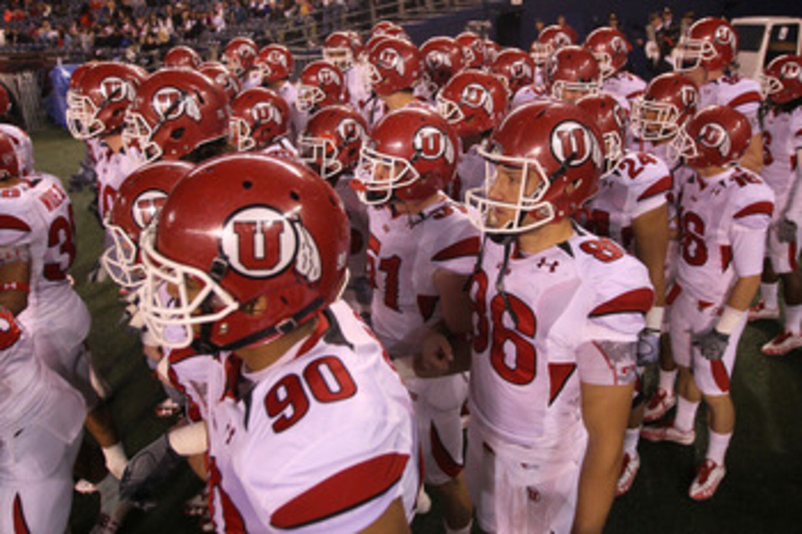 SAN DIEGO - NOVEMBER 20:  The Utah Utes get ready to take the field for the game with the San Diego State Aztecs at Qualcomm Stadium on November 20, 2010 in San Diego, California.  Utah won 38-34.  (Photo by Stephen Dunn/Getty Images)