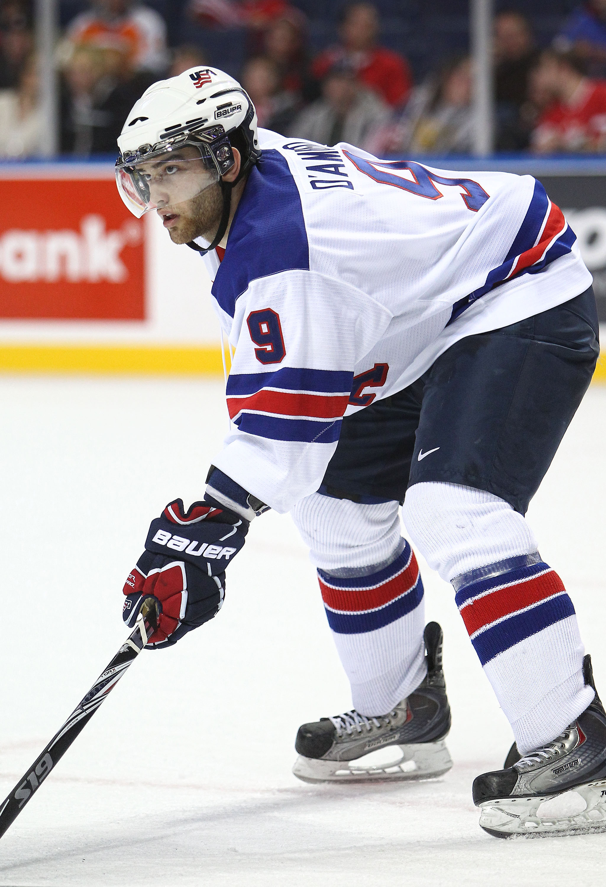 BUFFALO, NY - DECEMBER 26:  Jerry D'Amigo #9 of USA during the 2011 IIHF World U20 Championship Group A game between USA and Finland on December 26, 2010 at HSBC Arena in Buffalo, New York. (Photo by Tom Szczerbowski/Getty Images)