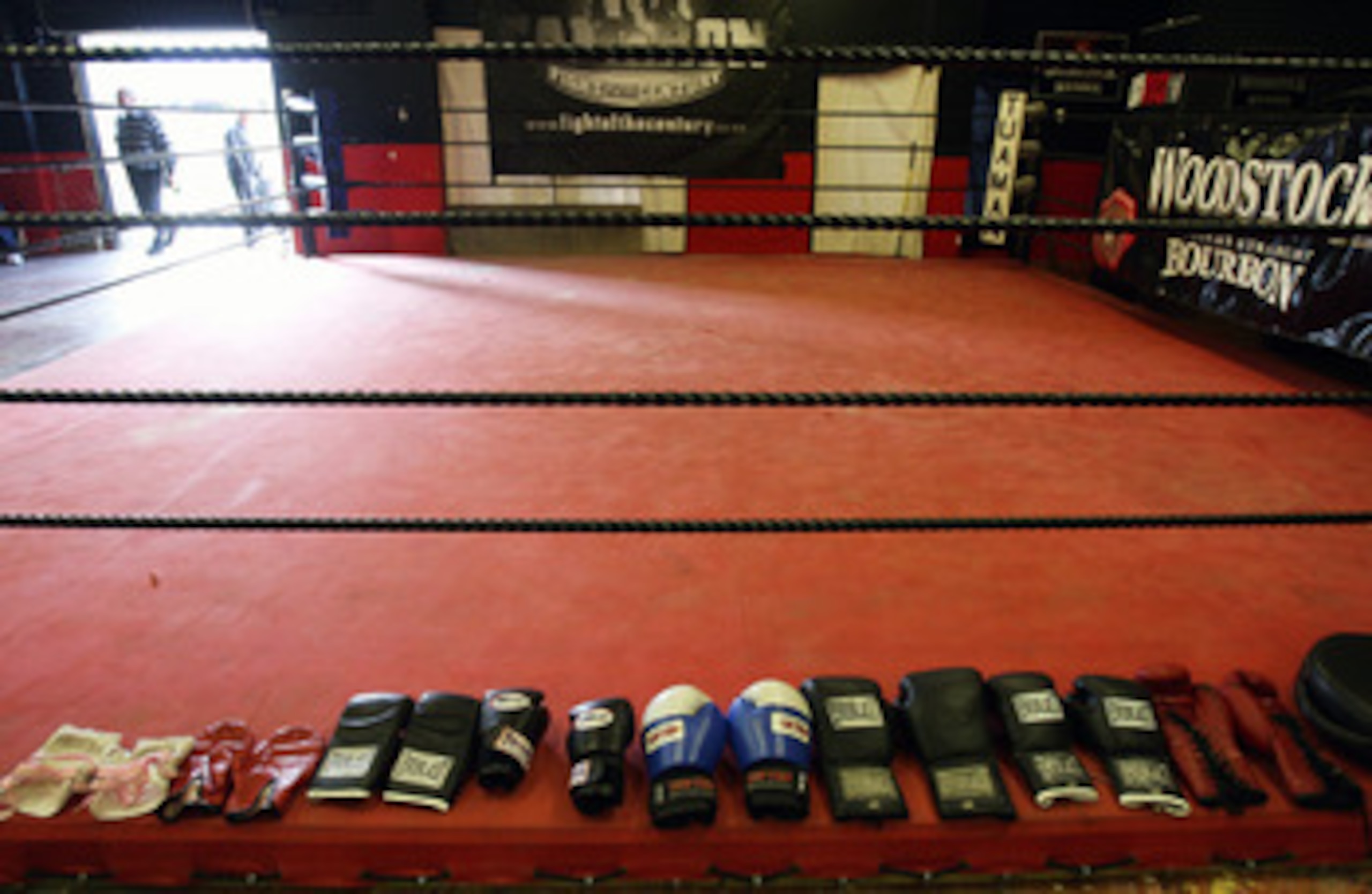 AUCKLAND, NEW ZEALAND - AUGUST 11:  David Tua's gloves line the boxing ring before a training session at his gym on August 11, 2009 in Auckland, New Zealand.  (Photo by Sandra Mu/Getty Images)