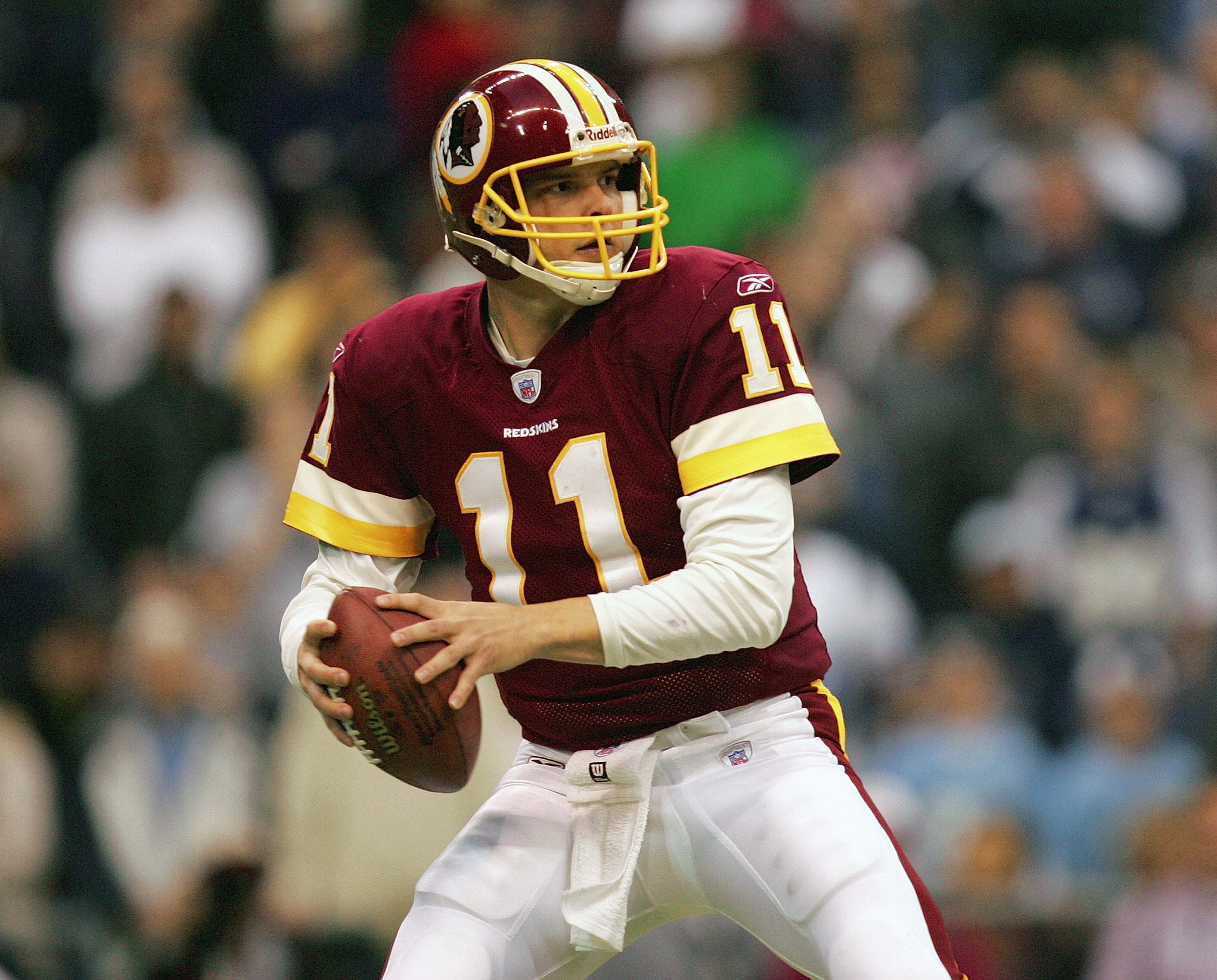 IRVING, TX - DECEMBER 26: Quarterback Patrick Ramsey #11 of the Washington Redskins looks to pass against the Dallas Cowboys during the game on December 26, 2004 at Texas Stadium in Irving, Texas. The Cowboys won 13-10. (Photo by Ronald Martinez/Getty IRVING, TX - DECEMBER 26: Quarterback Patrick Ramsey #11 of the Washington Redskins looks to pass against the Dallas Cowboys during the game on December 26, 2004 at Texas Stadium in Irving, Texas. The Cowboys won 13-10. (Photo by Ronald Martinez/Getty