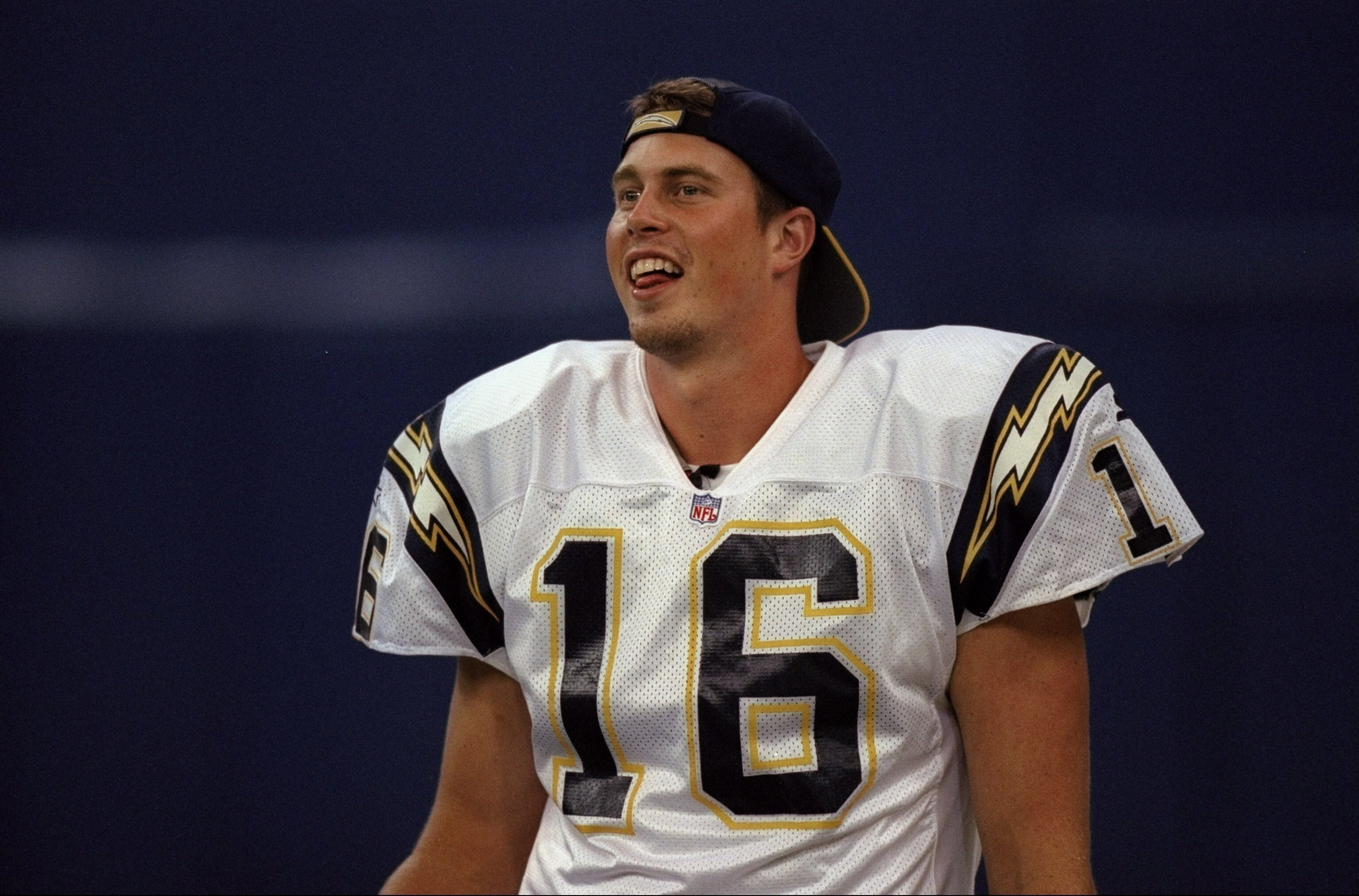 22 Aug 1998:  Quarterback Ryan Leaf #16 of the San Diego Chargers standing around talking before the pre-season game against the Indianapolis Colts at the RCA Dome in Indianapolis, Indiana. The Chargers defeated the Colts 33-3. Mandatory Credit: Jamie Squ