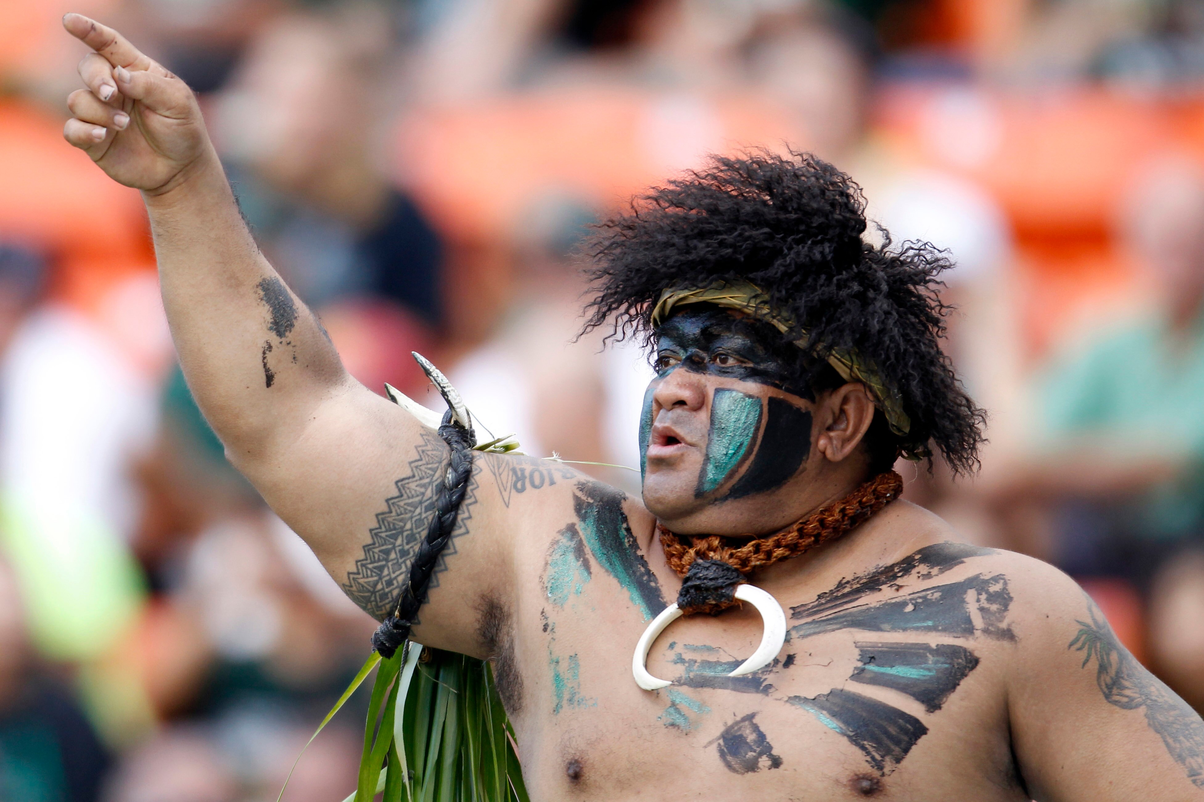 HONOLULU - SEPTEMBER 02: Vili Fehoko, the University of Hawaii Mascot at Aloha Stadium September 2, 2010 in Honolulu, Hawaii. (Photo by Kent Nishimura/Getty Images)