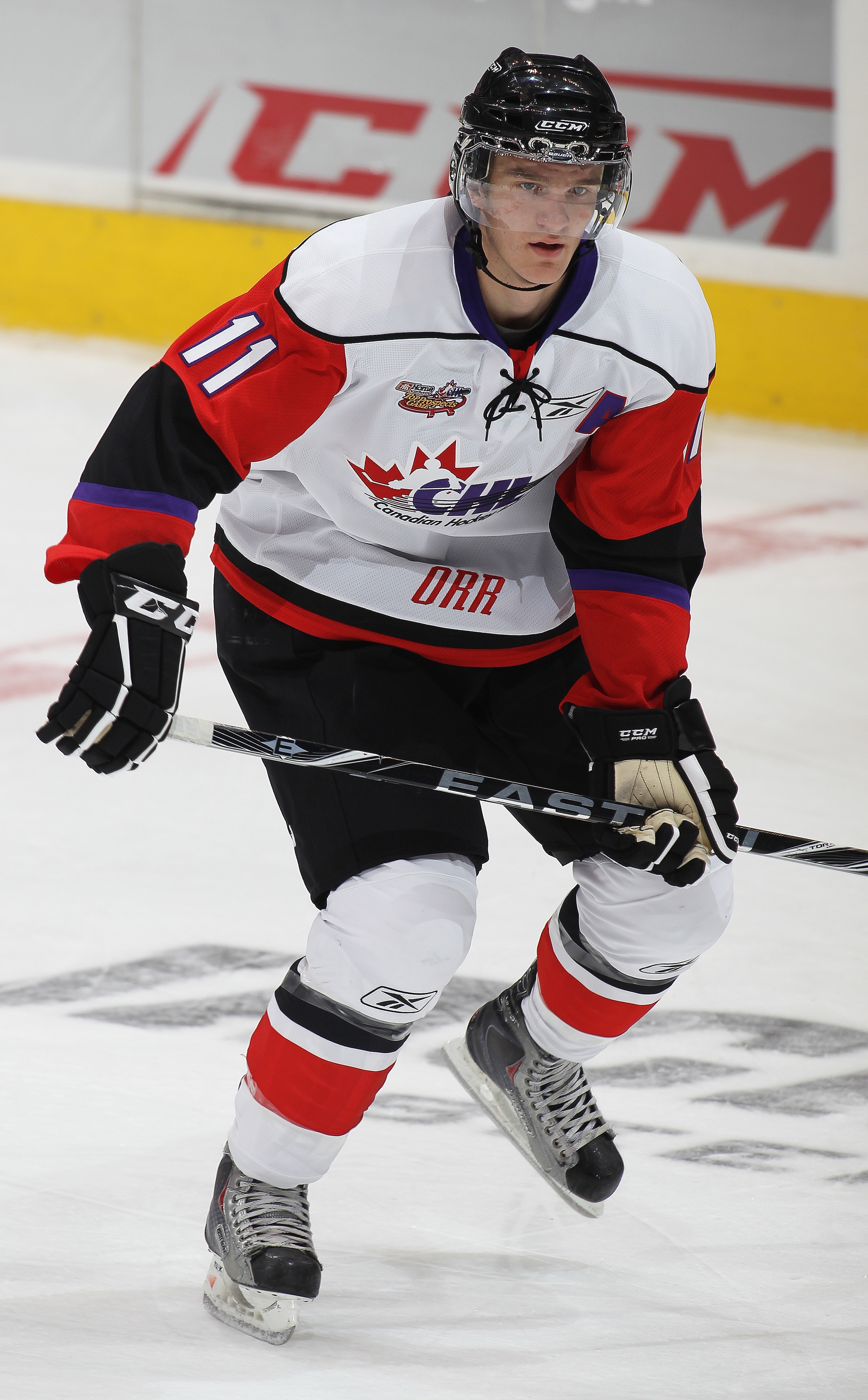 TORONTO, CAN - JANUARY 19:  Jonathan Huberdeau #11 of Team Orr skates against Team Cherry in the 2011 Home Hardware Top Prospects game on January 19, 2011 at the Air Canada Centre in Toronto, Canada. Team Orr defeated Team Cherry 7-1. (Photo by Claus Ande