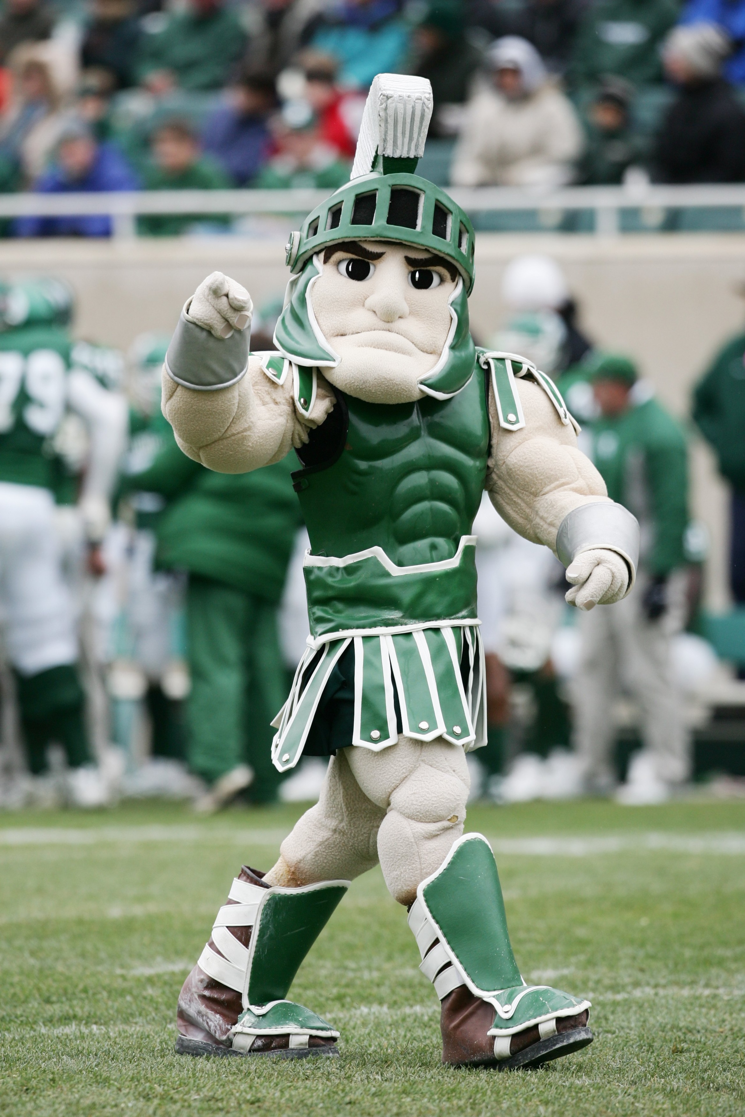 EAST LANSING, MI - NOVEMBER 11:  The Michigan State Spartans mascot Sparty walks on the field during the game against the Minnesota Golden Gophers at Spartan Stadium on November 11, 2006 in East Lansing, Michigan. Minnesota won 31-18. (Photo by Harry How/