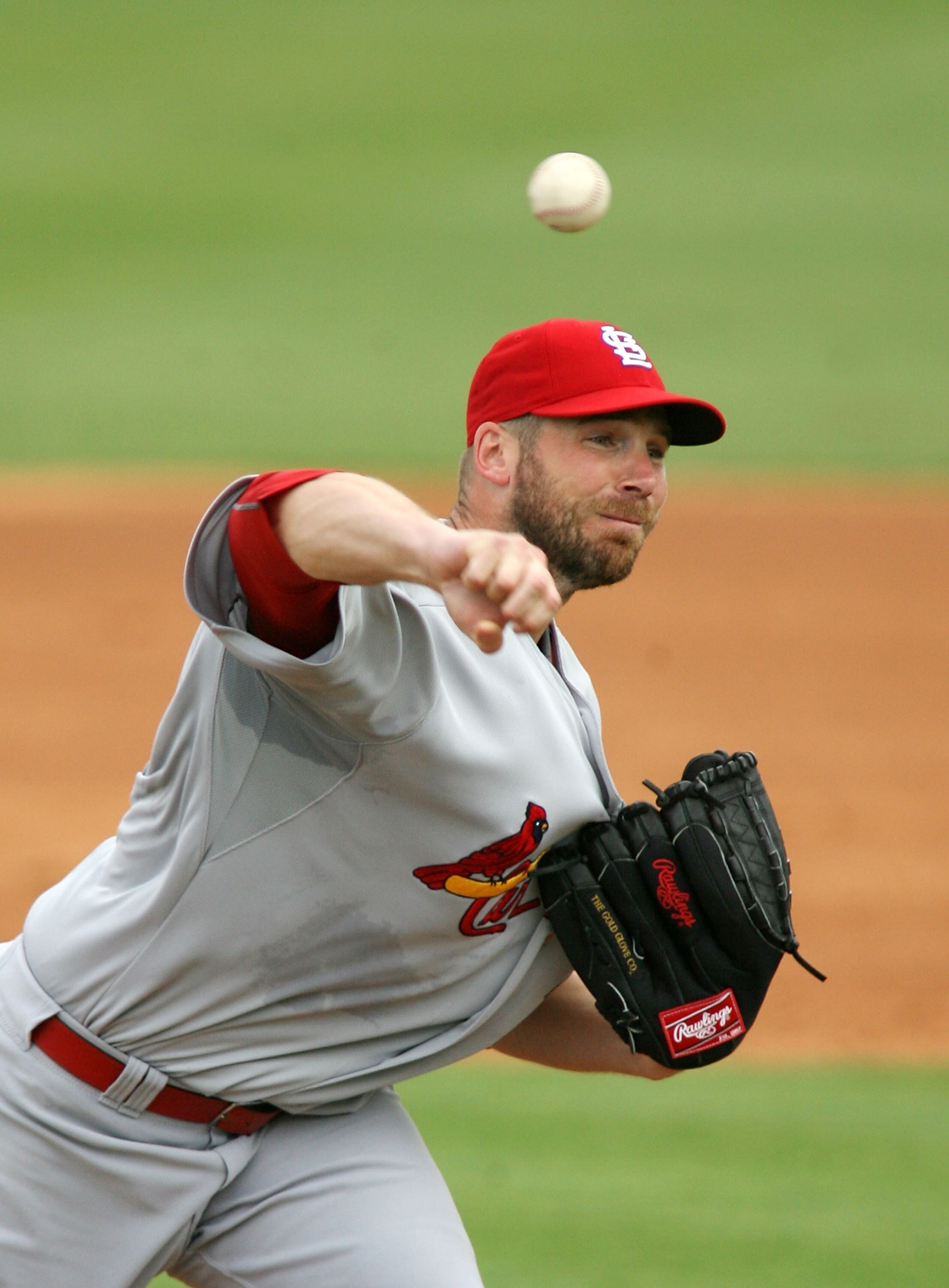 JUPITER, FL - MARCH 01: Pitcher Chris Carpenter #29 of the St. Louis Cardinals throws against the Florida Marlins at Roger Dean Stadium on March 1, 2011 in Jupiter, Florida.  (Photo by Marc Serota/Getty Images)