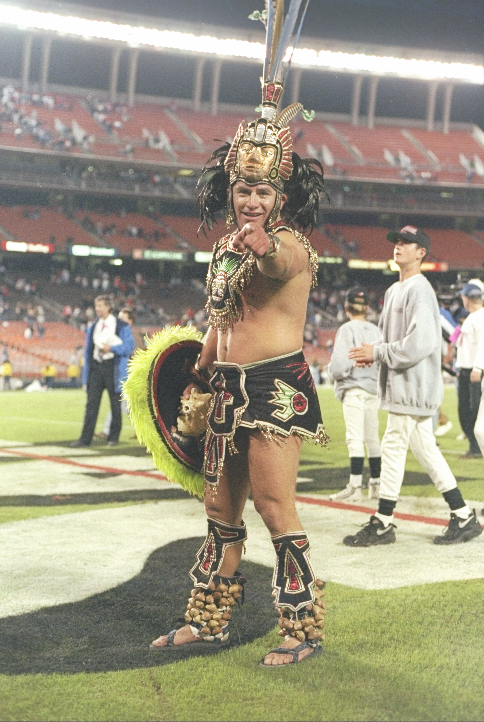 7 Nov 1996:  General view of the mascot for the San Diego State Aztecs gesturing for the camera during a game against the Wyoming Cowboys at Jack Murphy Stadium in San Diego, California.  San Diego won the game 28-24. Mandatory Credit: Craig Jones  /Allsp