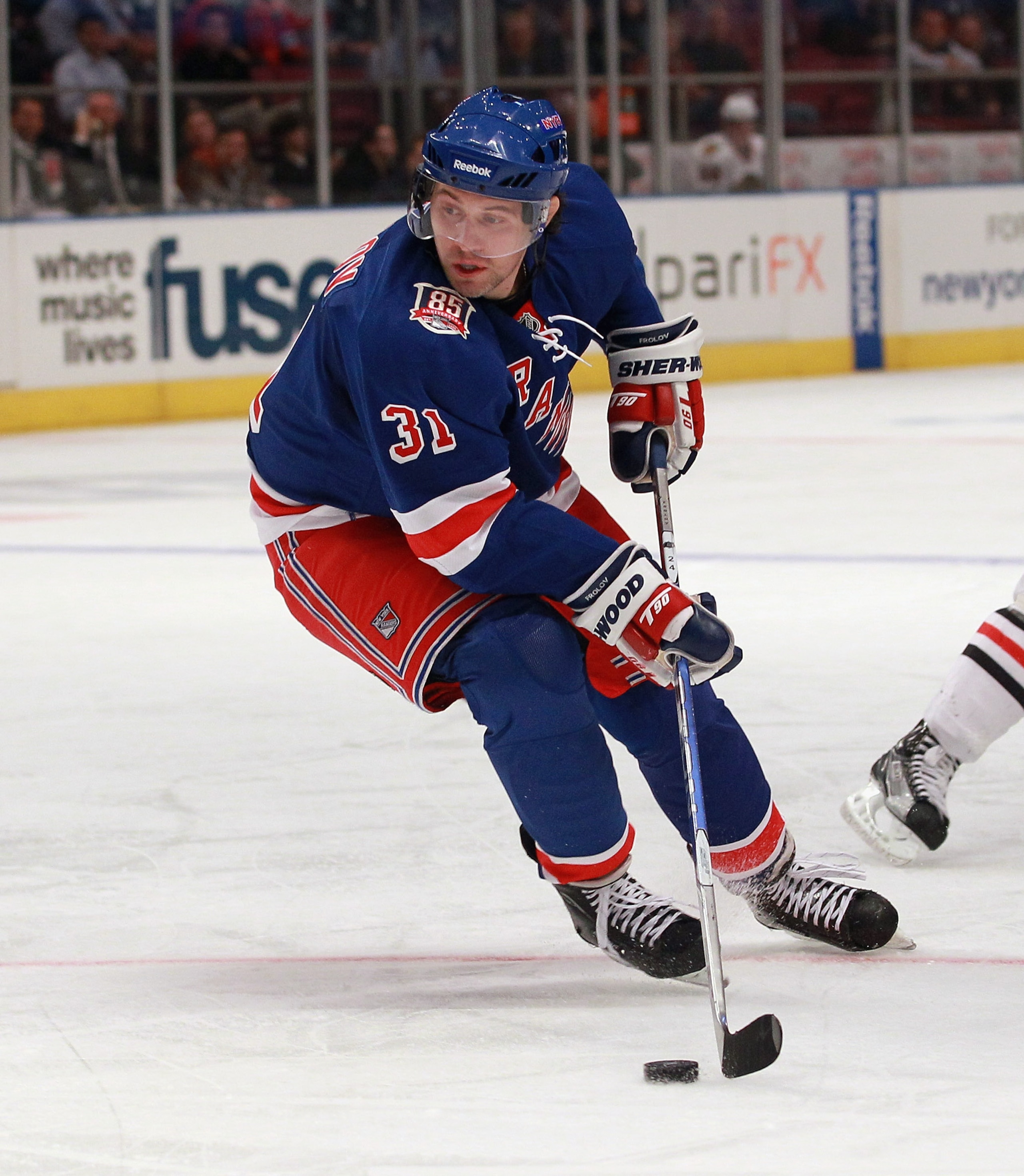 NEW YORK - NOVEMBER 01: Alex Frolov #31 of the New York Rangers skates against the Chicago Blackhawks at Madison Square Garden on November 1, 2010 in New York City. The Rangers defeated the Blackhawks 3-2. (Photo by Bruce Bennett/Getty Images) NEW YORK - NOVEMBER 01: Alex Frolov #31 of the New York Rangers skates against the Chicago Blackhawks at Madison Square Garden on November 1, 2010 in New York City. The Rangers defeated the Blackhawks 3-2. (Photo by Bruce Bennett/Getty Images)