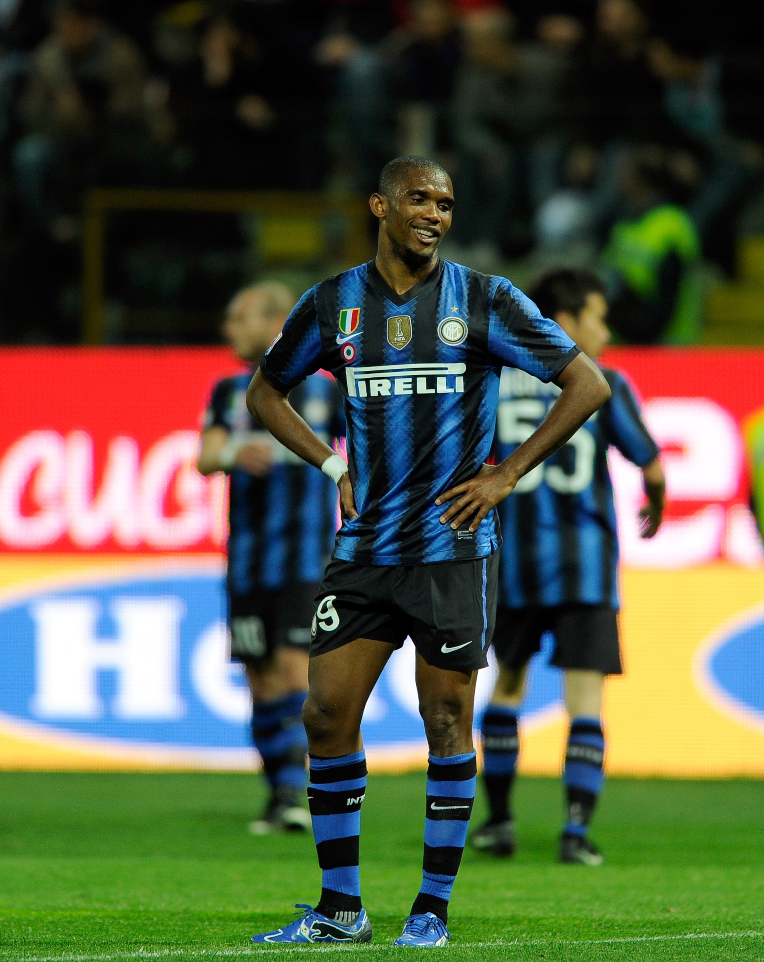 PARMA, ITALY - APRIL 16:  Samuel Eto'o of Inter Milan dejected during the Serie A match between Parma FC and FC Internazionale Milano at Stadio Ennio Tardini on April 16, 2011 in Parma, Italy.  (Photo by Claudio Villa/Getty Images)