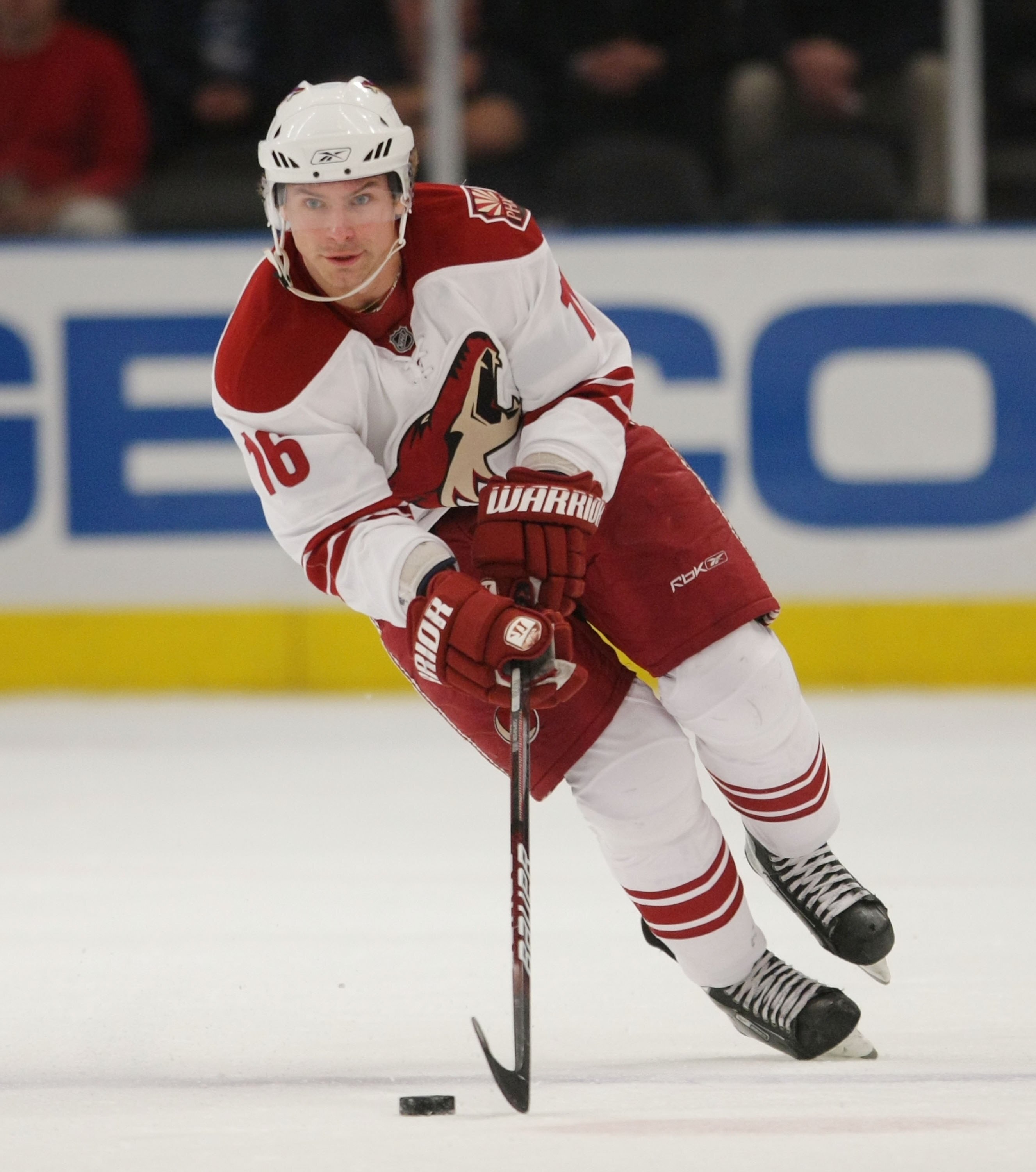 NEW YORK - OCTOBER 26:  Petr Prucha #16 of the Phoenix Coyotes skates against the Phoenix Coyotes at Madison Square Garden on October 26, 2009 in New York, New York.  (Photo by Bruce Bennett/Getty Images)