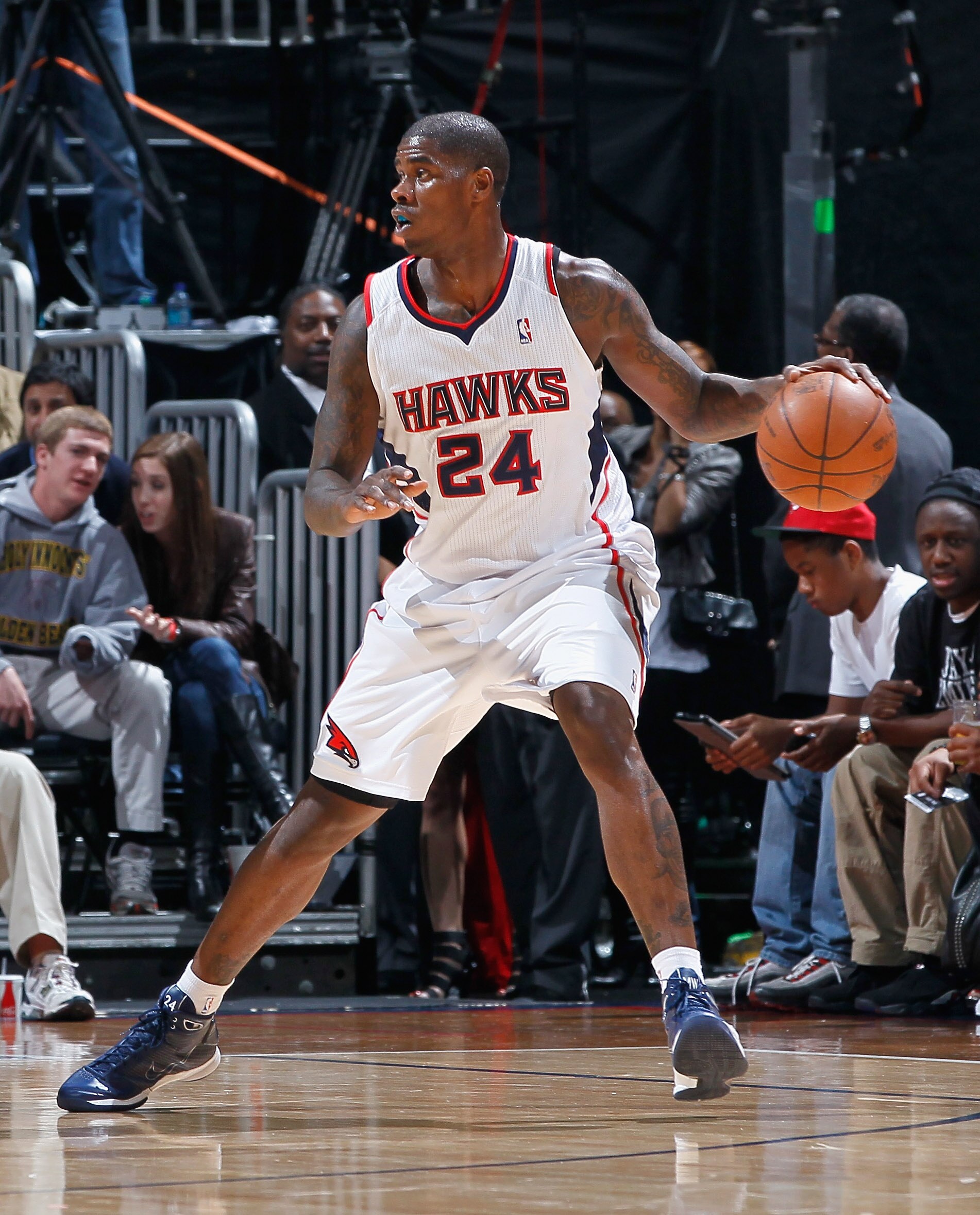 ATLANTA, GA - APRIL 01:  Marvin Williams #24 of the Atlanta Hawks against the Boston Celtics at Philips Arena on April 1, 2011 in Atlanta, Georgia.  NOTE TO USER: User expressly acknowledges and agrees that, by downloading and/or using this Photograph, us