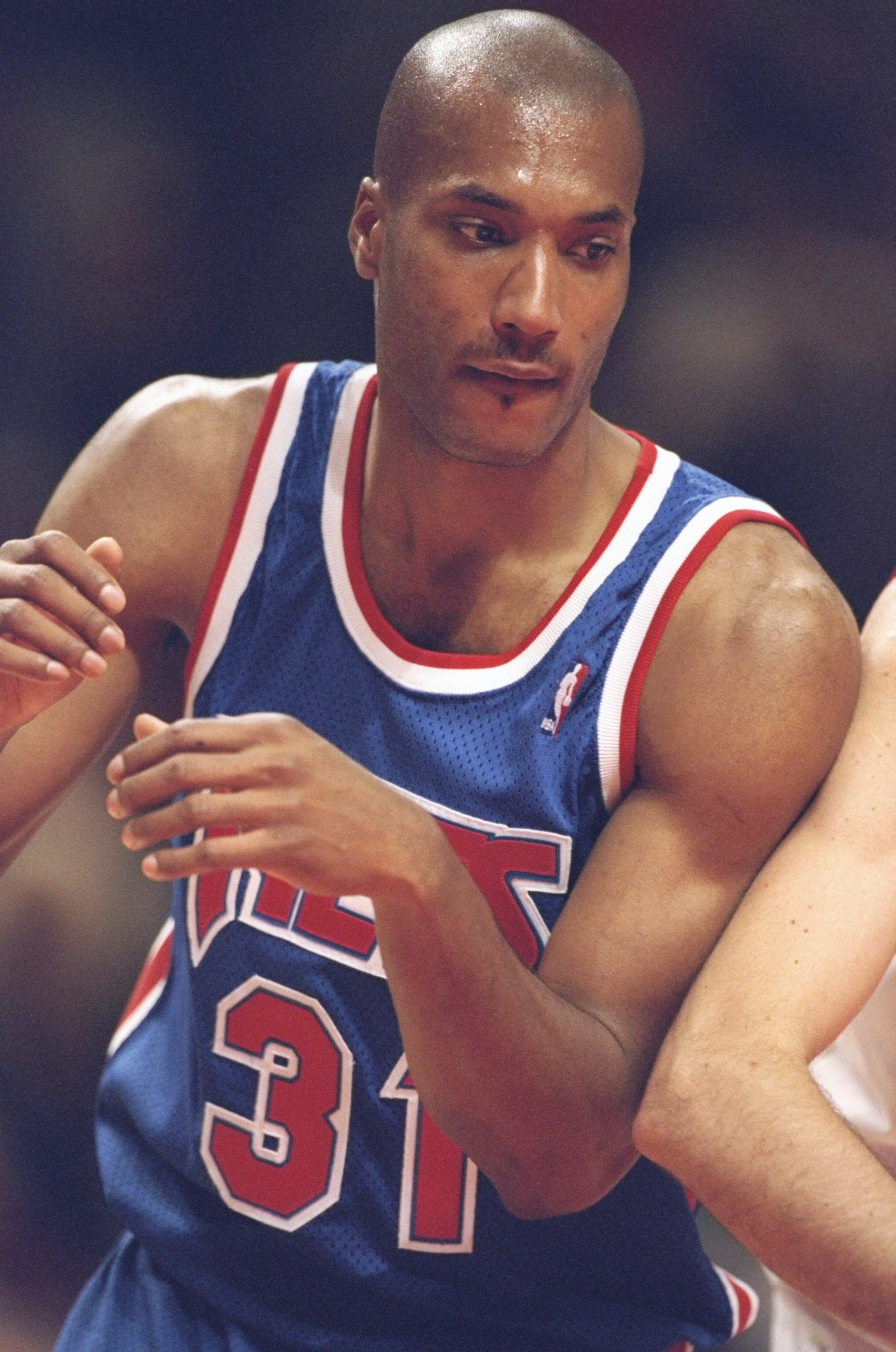 17 Nov 1995:  Forward Ed O''Bannon of the New Jersey Nets looks on during a game against the Chicago Bulls at the United Center in Chicago, Illinois.  The Bulls won the game, 109-94. Mandatory Credit: Jonathan Daniel  /Allsport