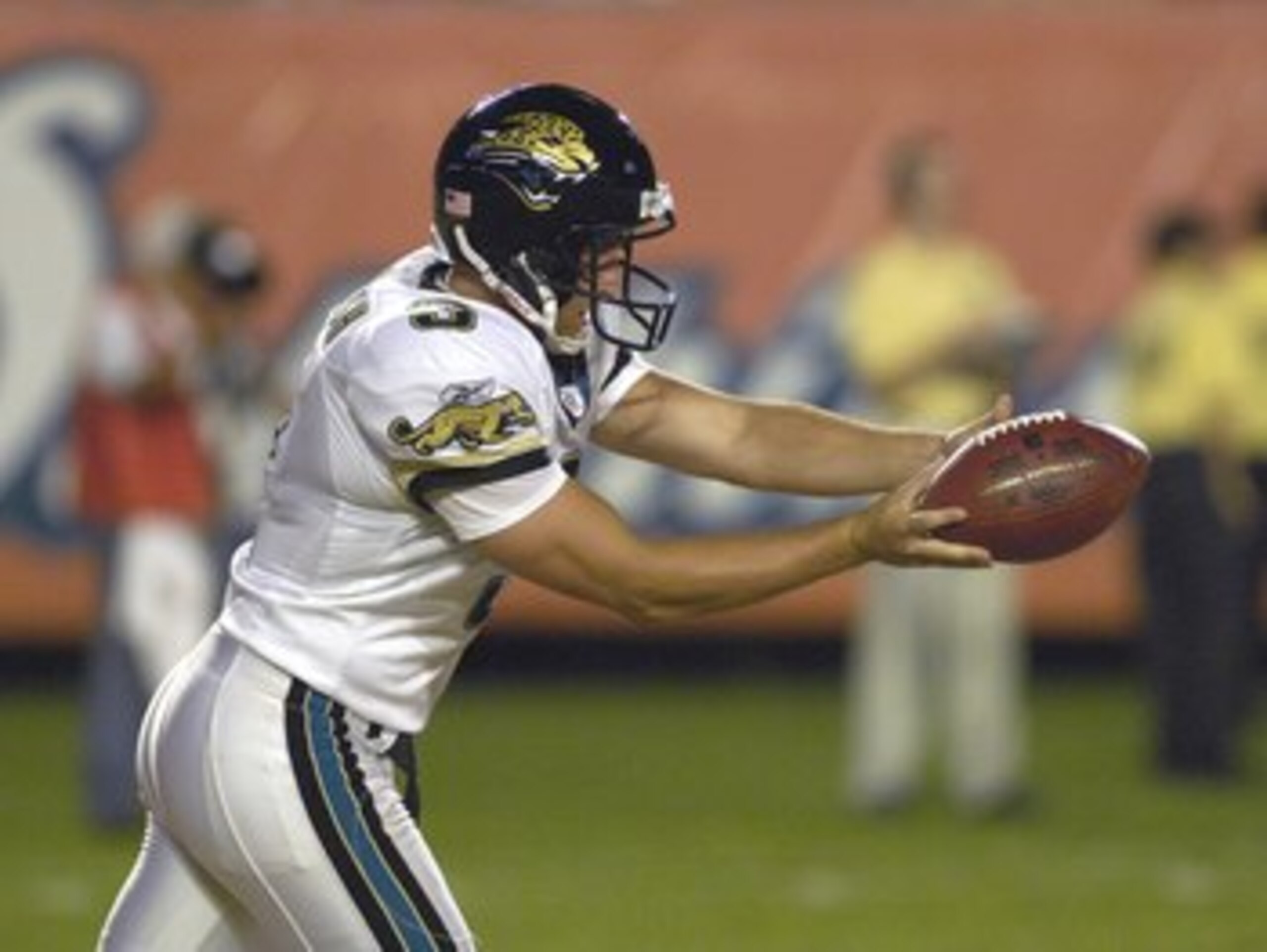 MIAMI, FL - AUGUST 11: Punter Adam Podlesh #3 of the Jacksonville Jaguars sets to kick against the Miami Dolphins at Dolphin Stadium on August 11, 2007 in Miami, Florida. (Photo by Al Messerschmidt/Getty Images)