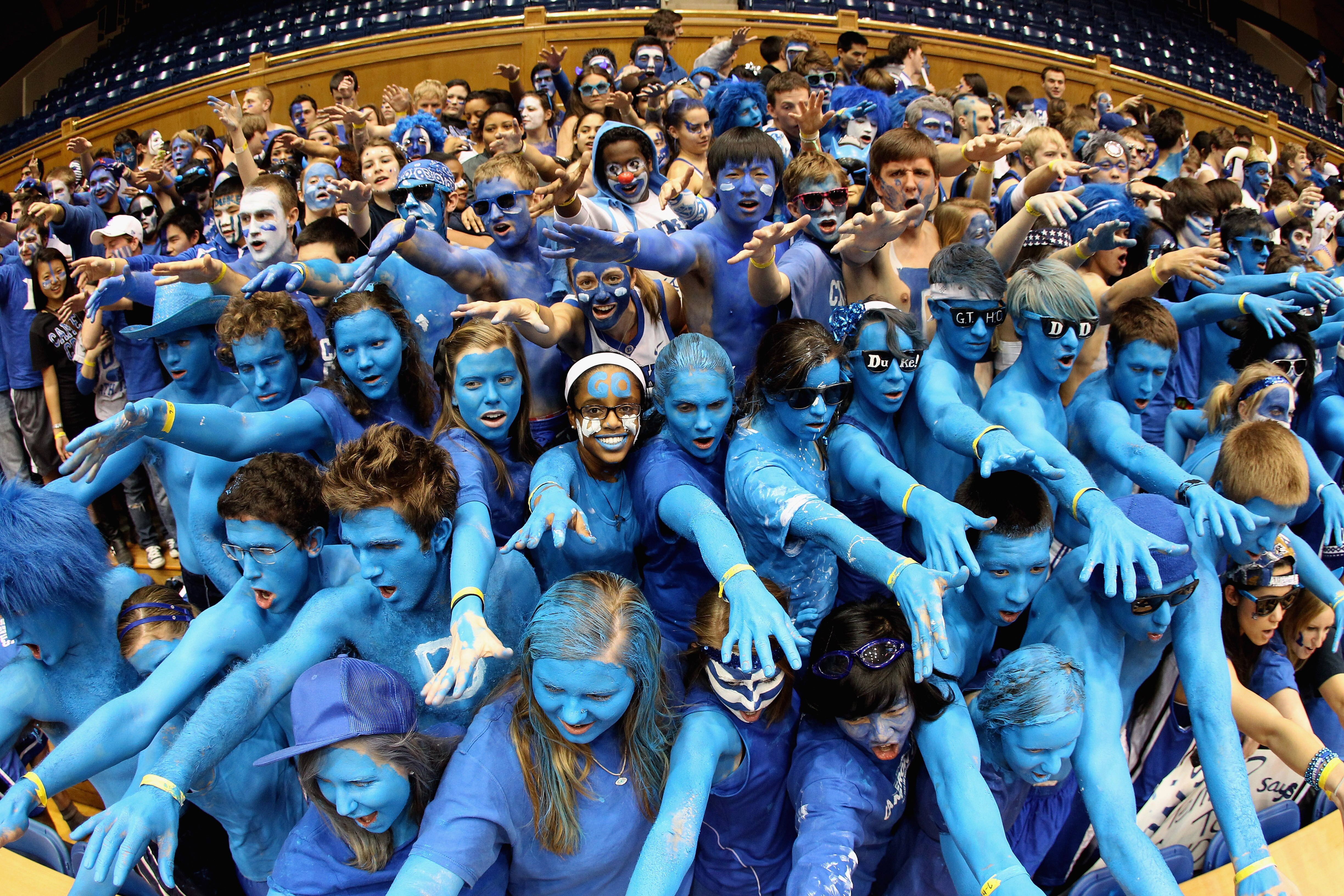 DURHAM, NC - FEBRUARY 09:  Cameron Crazies heckle the North Carolina Tar Heels before the start of their game at Cameron Indoor Stadium on February 9, 2011 in Durham, North Carolina.  (Photo by Streeter Lecka/Getty Images)