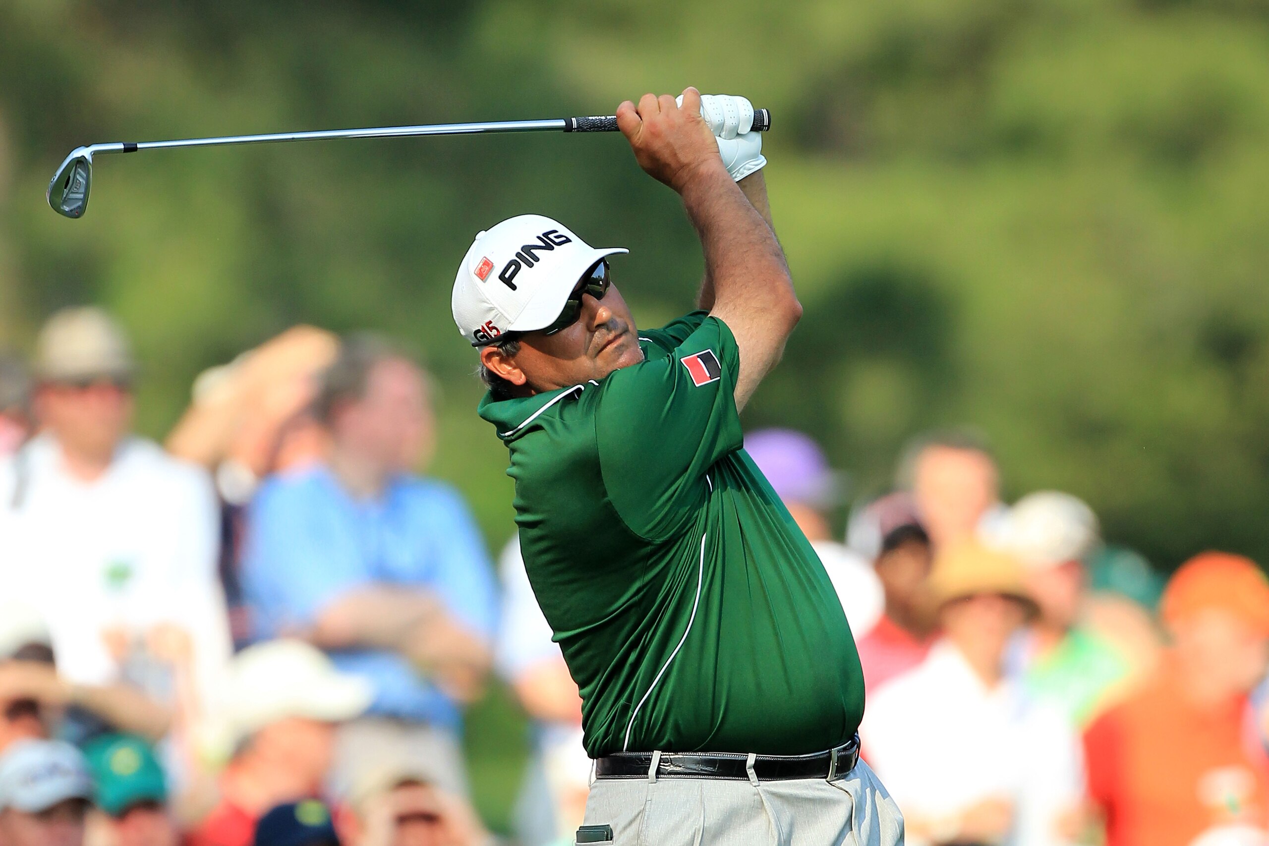 AUGUSTA, GA - APRIL 10: Angel Cabrera of Argentina hits a tee shot during the final round of the 2011 Masters Tournament on April 10, 2011 in Augusta, Georgia. (Photo by David Cannon/Getty Images) AUGUSTA, GA - APRIL 10: Angel Cabrera of Argentina hits a tee shot during the final round of the 2011 Masters Tournament on April 10, 2011 in Augusta, Georgia. (Photo by David Cannon/Getty Images)