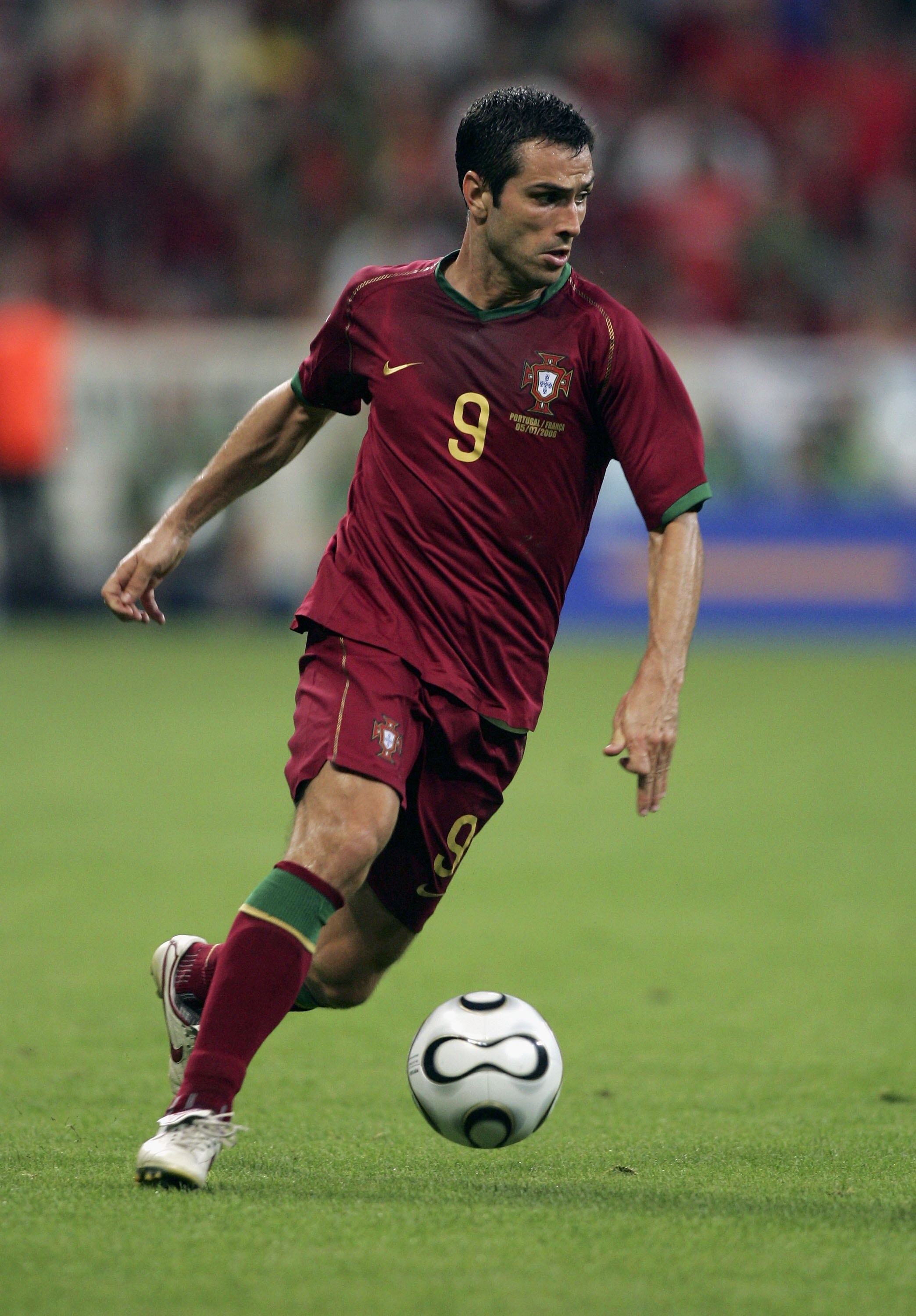 MUNICH, GERMANY - JULY 05:  Pauleta of Portugal runs with the ball during the FIFA World Cup Germany 2006 Semi-final match between Portugal and France at the Stadium Munich on July 5, 2006 in Munich, Germany.
  (Photo by Ben Radford/Getty Images)