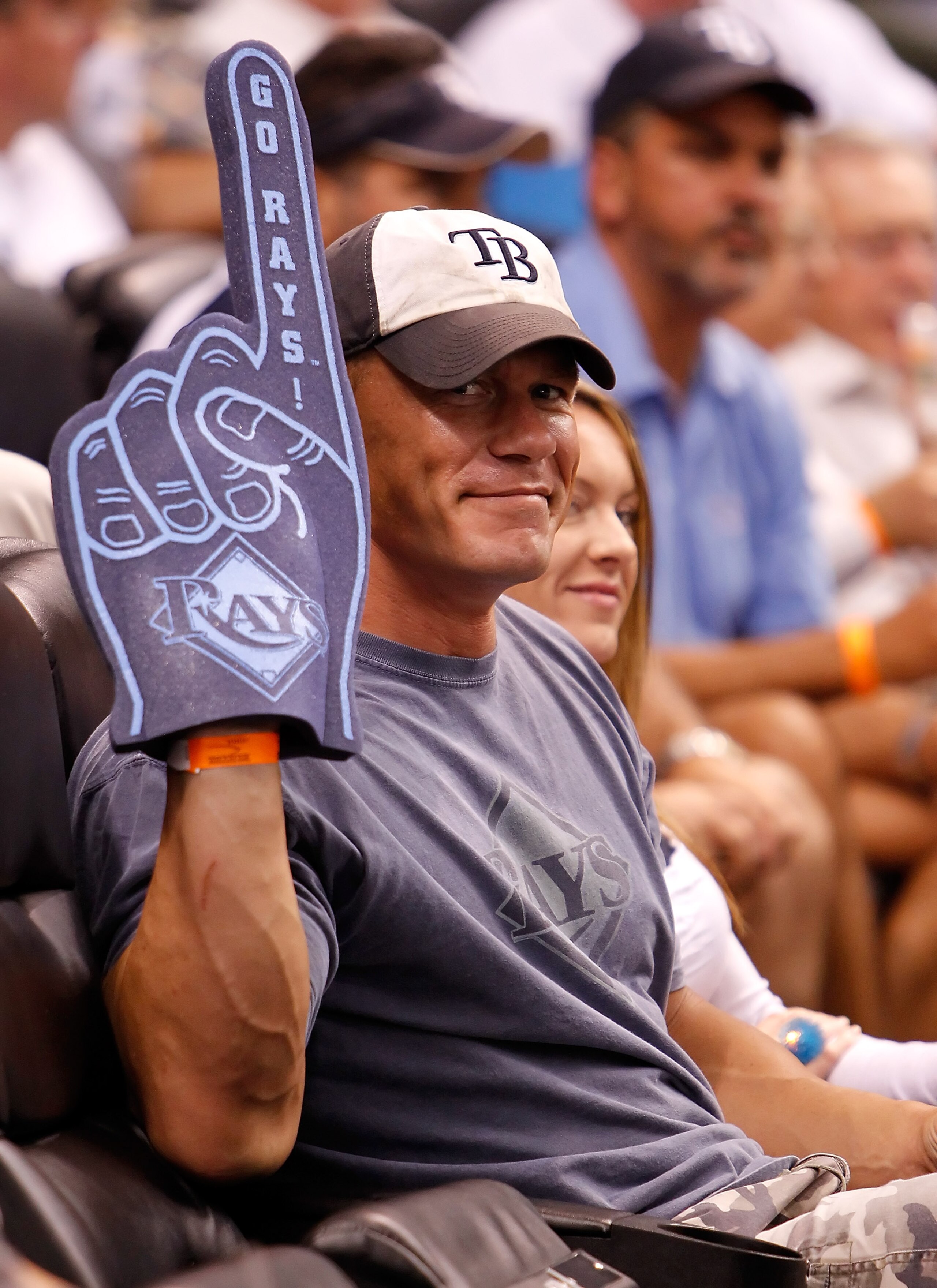 ST. PETERSBURG - JULY 27: Actor John Cena takes in the game between the Tampa Bay Rays and the Detroit Tigers at Tropicana Field on July 27, 2010 in St. Petersburg, Florida. (Photo by J. Meric/Getty Images) ST. PETERSBURG - JULY 27: Actor John Cena takes in the game between the Tampa Bay Rays and the Detroit Tigers at Tropicana Field on July 27, 2010 in St. Petersburg, Florida. (Photo by J. Meric/Getty Images)
