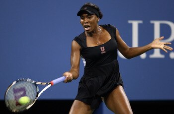 NEW YORK, NY - AUGUST 29:  Venus Williams of the United States returns the ball against Vesna Dolonts of Russia during Day One of the 2011 US Open at the USTA Billie Jean King National Tennis Center on August 29, 2011 in the Flushing neighborhood of the Q
