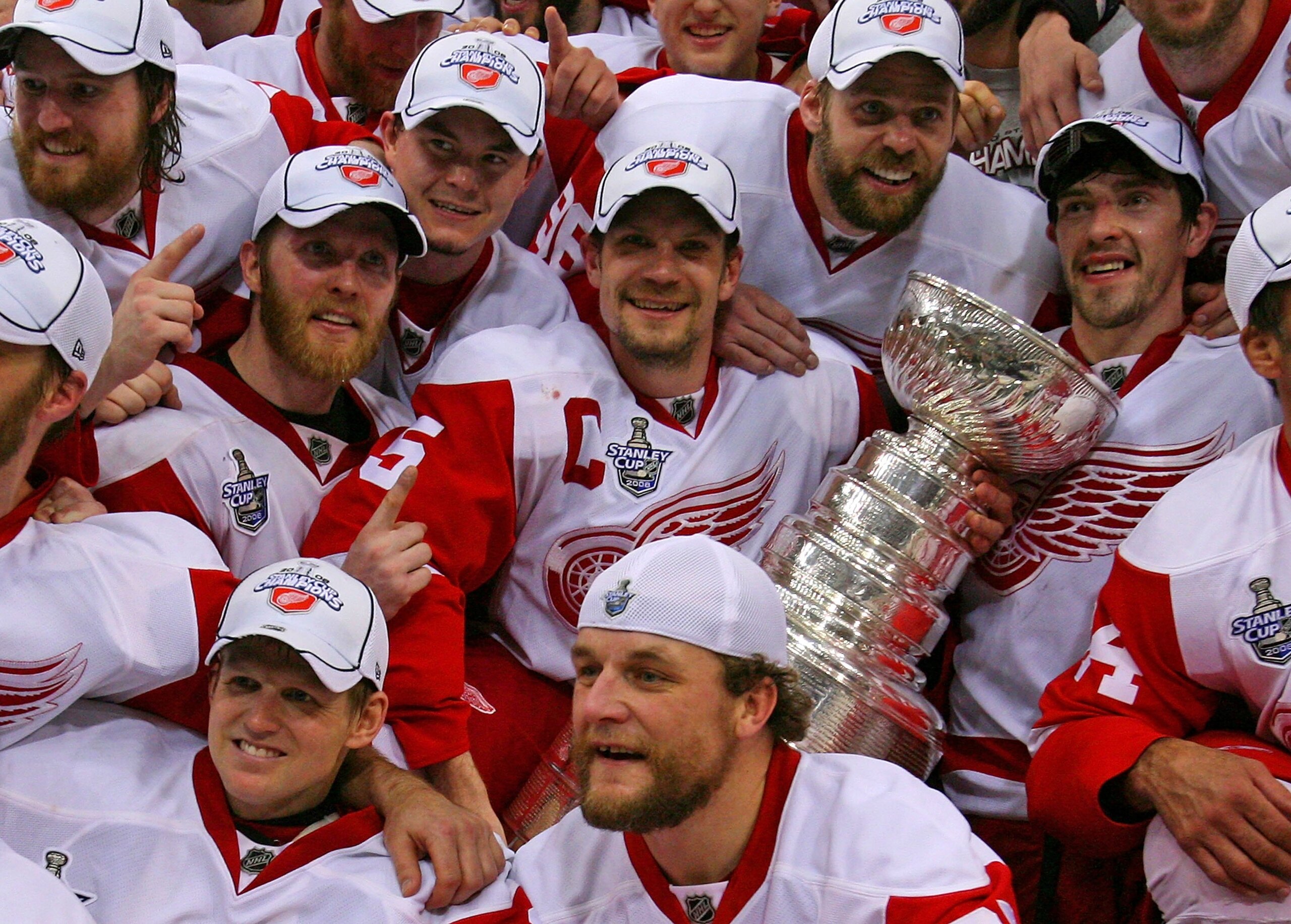 PITTSBURGH - JUNE 04: Nicklas Lidstrom #5 of the Detroit Red Wings celebrates with the Stanley Cup after defeating the Pittsburgh Penguins in game six of the 2008 NHL Stanley Cup Finals at Mellon Arena on June 4, 2008 in Pittsburgh. Pennsylvania. The Red PITTSBURGH - JUNE 04: Nicklas Lidstrom #5 of the Detroit Red Wings celebrates with the Stanley Cup after defeating the Pittsburgh Penguins in game six of the 2008 NHL Stanley Cup Finals at Mellon Arena on June 4, 2008 in Pittsburgh. Pennsylvania. The Red