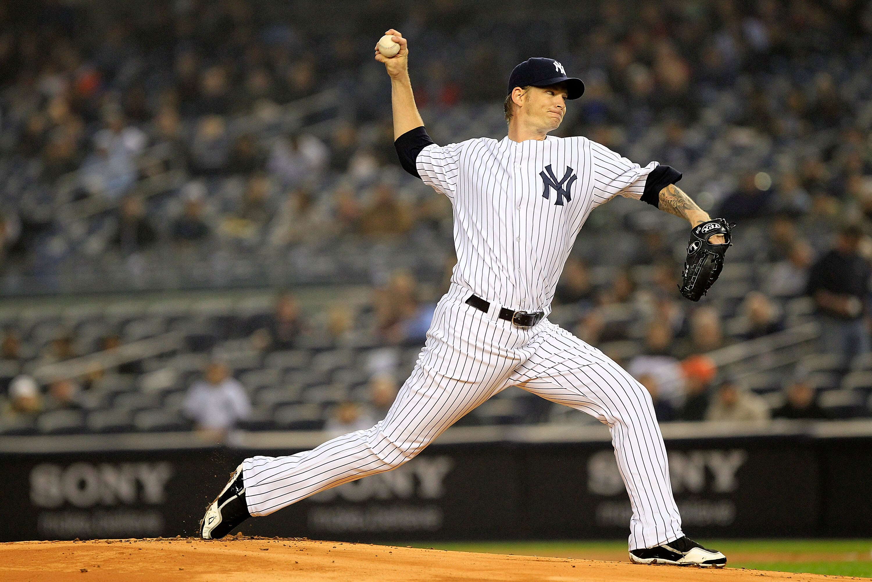 NEW YORK, NY - APRIL 13:  A.J. Burnett #34 of the New York Yankees hits pitches against the Baltimore Orioles at Yankee Stadium on April 13, 2011 in the Bronx borough of New York City.  (Photo by Chris Trotman/Getty Images)