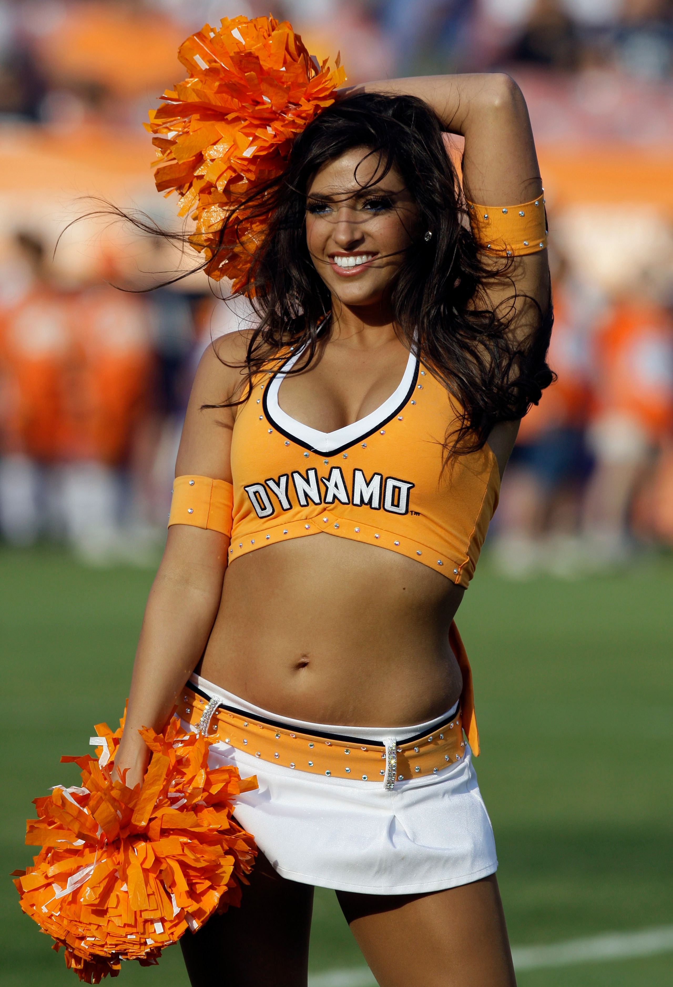HOUSTON - APRIL 17:  Houston Dynamo girls perform during pre-game ceremonies before the Houston Dynamo play the New England Revolution at Robertson Stadium on April 17, 2011 in Houston, Texas.  (Photo by Bob Levey/Getty Images)