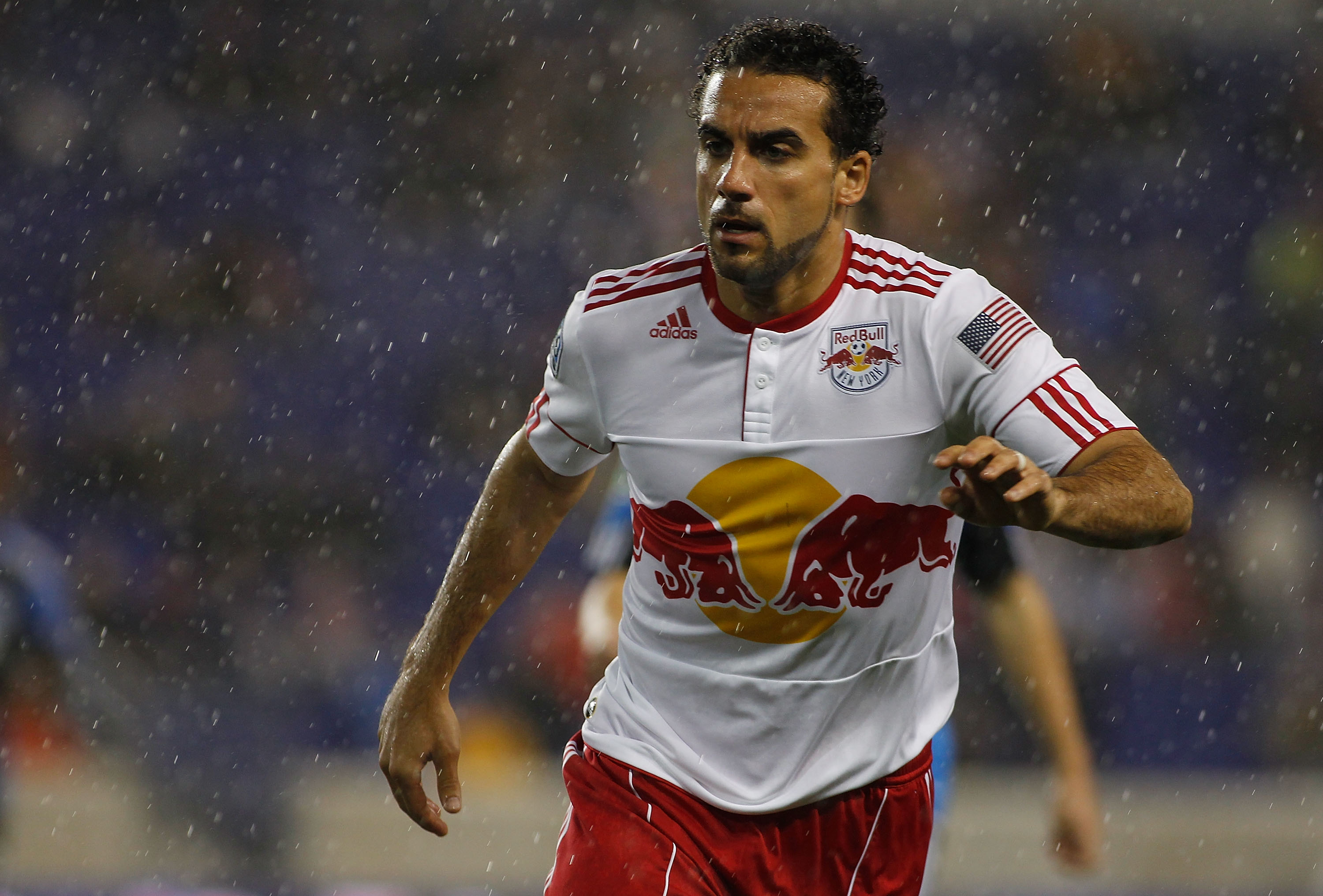 HARRISON, NJ - APRIL 16:  Dwayne De Rosario #11 of the New York Red Bulls looks on against San Jose Earthquakeson April 16, 2011 at Red Bull Arena in Harrison, New Jersey. The Red Bulls defeated the Earthquakes 3-0. (Photo by Mike Stobe/Getty Images for N