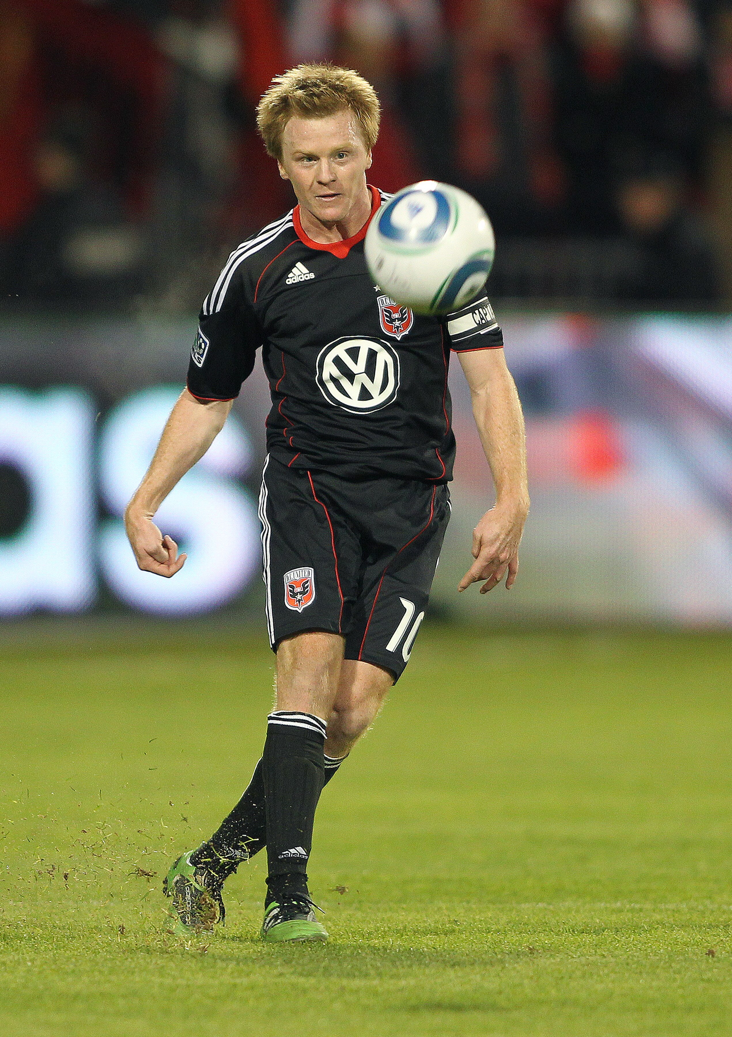 TORONTO, CANADA - APRIL 16:  Dax McCarty #10 of D.C. United chips the ball forward in a game against Toronto FC on April 16, 2011 at BMO Field in Toronto, Canada. D.C. United defeated Toronto FC 3-0. (Photo by Claus Andersen/Getty Images)