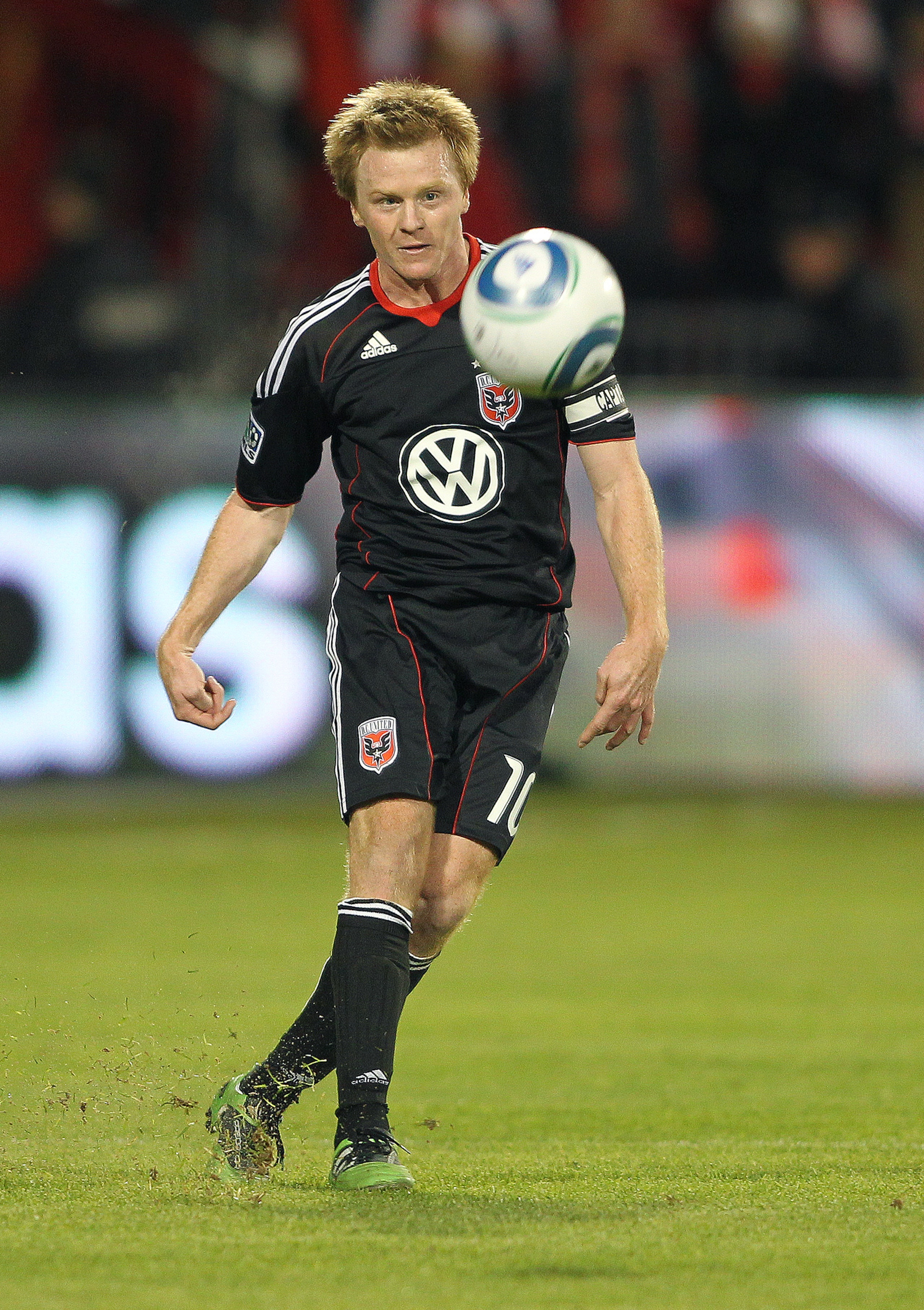 TORONTO, CANADA - APRIL 16:  Dax McCarty #10 of D.C. United chips the ball forward in a game against Toronto FC on April 16, 2011 at BMO Field in Toronto, Canada. D.C. United defeated Toronto FC 3-0. (Photo by Claus Andersen/Getty Images)
