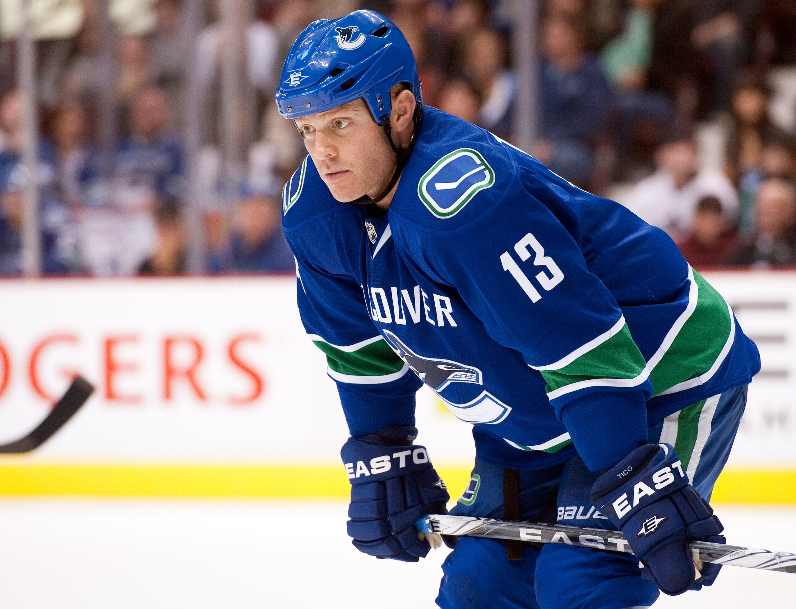 VANCOUVER, CANADA - OCTOBER 11: Raffi Torres #13 of the Vancouver Canucks get ready for a face-off during NHL action against the Florida Panthers on October 11, 2010 at Rogers Arena in Vancouver, British Columbia, Canada. (Photo by Rich Lam/Getty Images) VANCOUVER, CANADA - OCTOBER 11: Raffi Torres #13 of the Vancouver Canucks get ready for a face-off during NHL action against the Florida Panthers on October 11, 2010 at Rogers Arena in Vancouver, British Columbia, Canada. (Photo by Rich Lam/Getty Images)