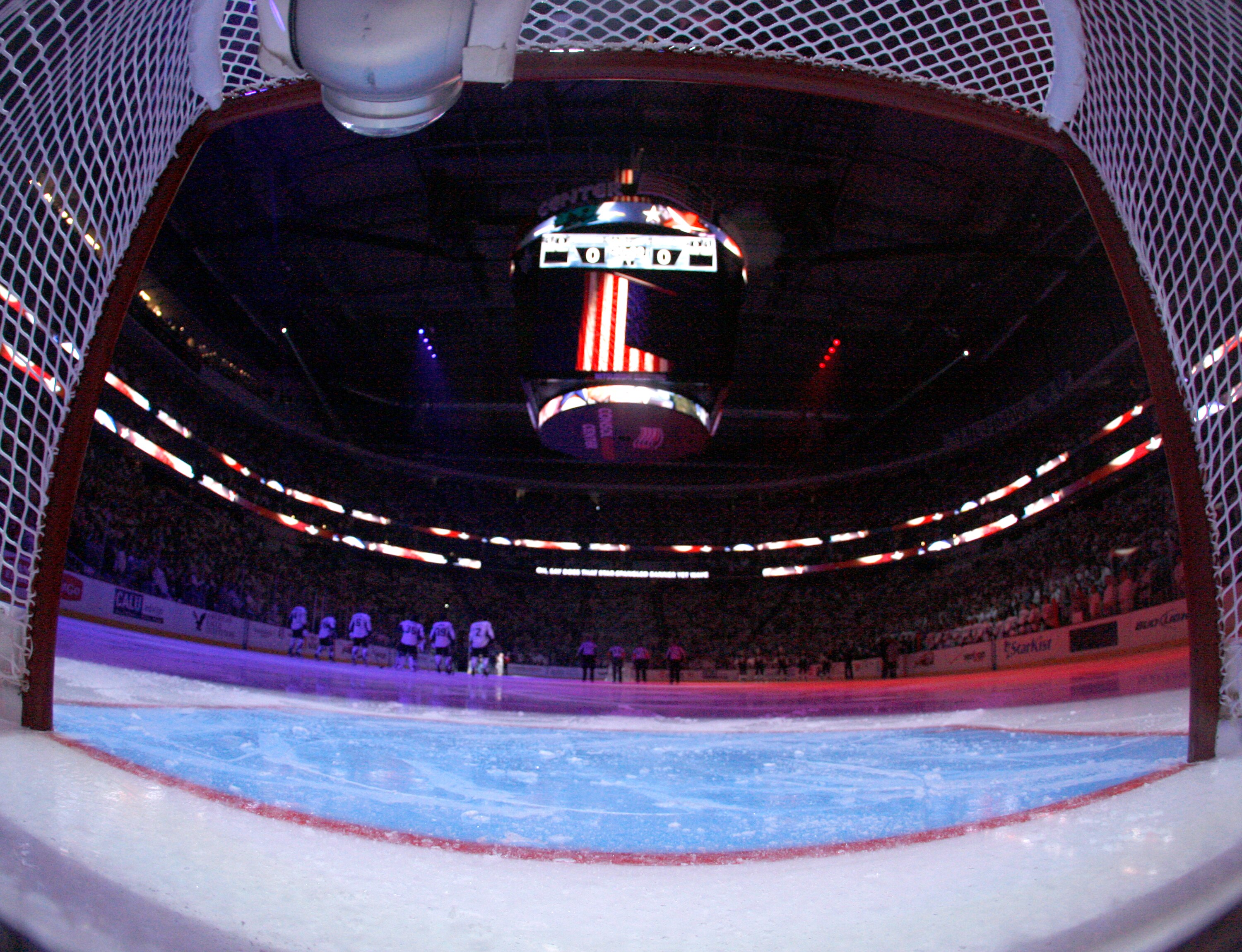 PITTSBURGH, PA - APRIL 15:  A general view from ice level during the National Anthem before the start of play between the the Tampa Bay Lightning and the Pittsburgh Penguins in Game Two of the Eastern Conference Quarterfinals during the 2011 NHL Stanley C