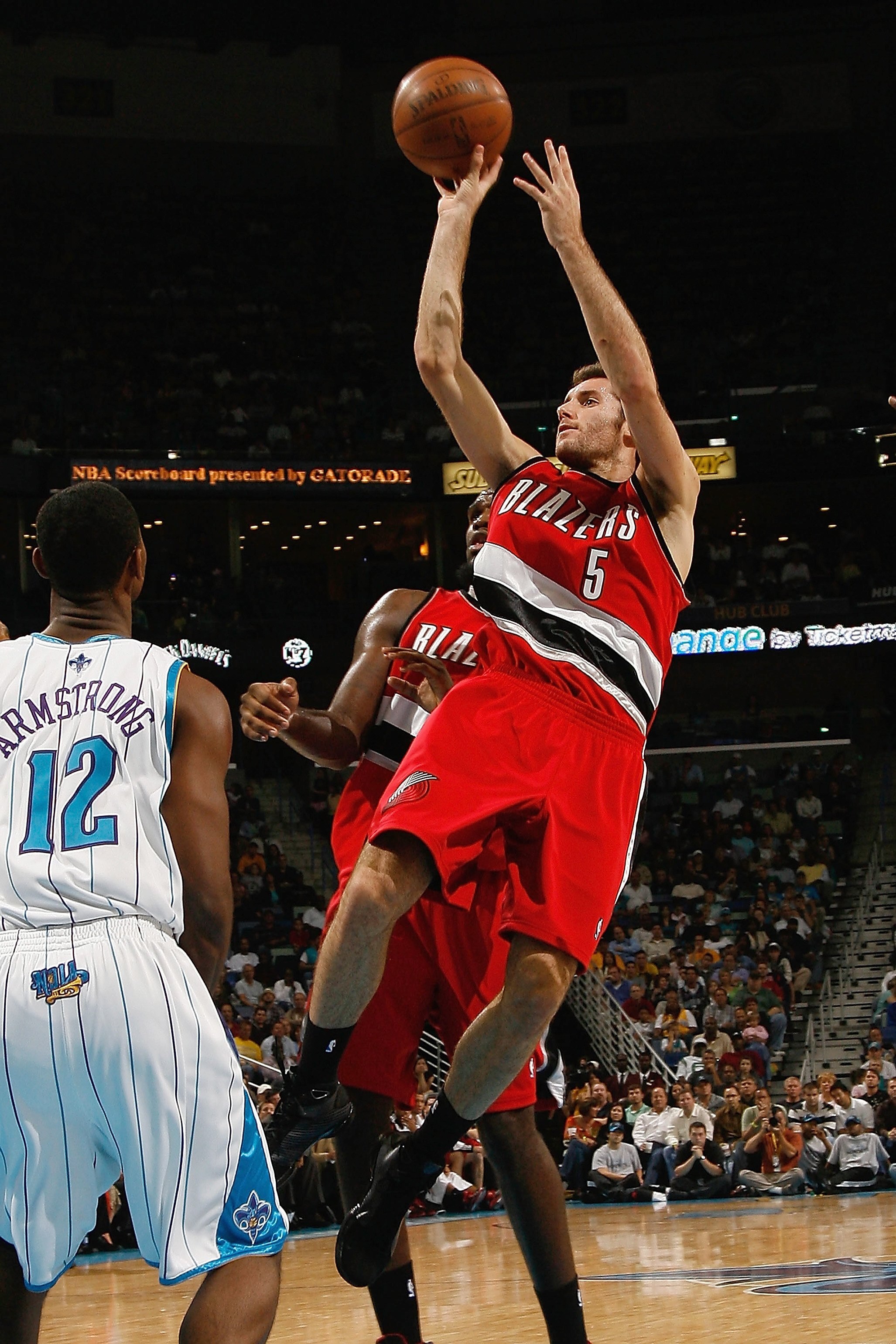NEW ORLEANS - NOVEMBER 14:  Rudy Fernandez #5 of the Portland Trail Blazers takes a jump shot against the New Orleans Hornets during the game at the New Orleans Arena on November 14, 2008 in New Orleans, Louisiana.  The Hornets defeated the Trail Blazers
