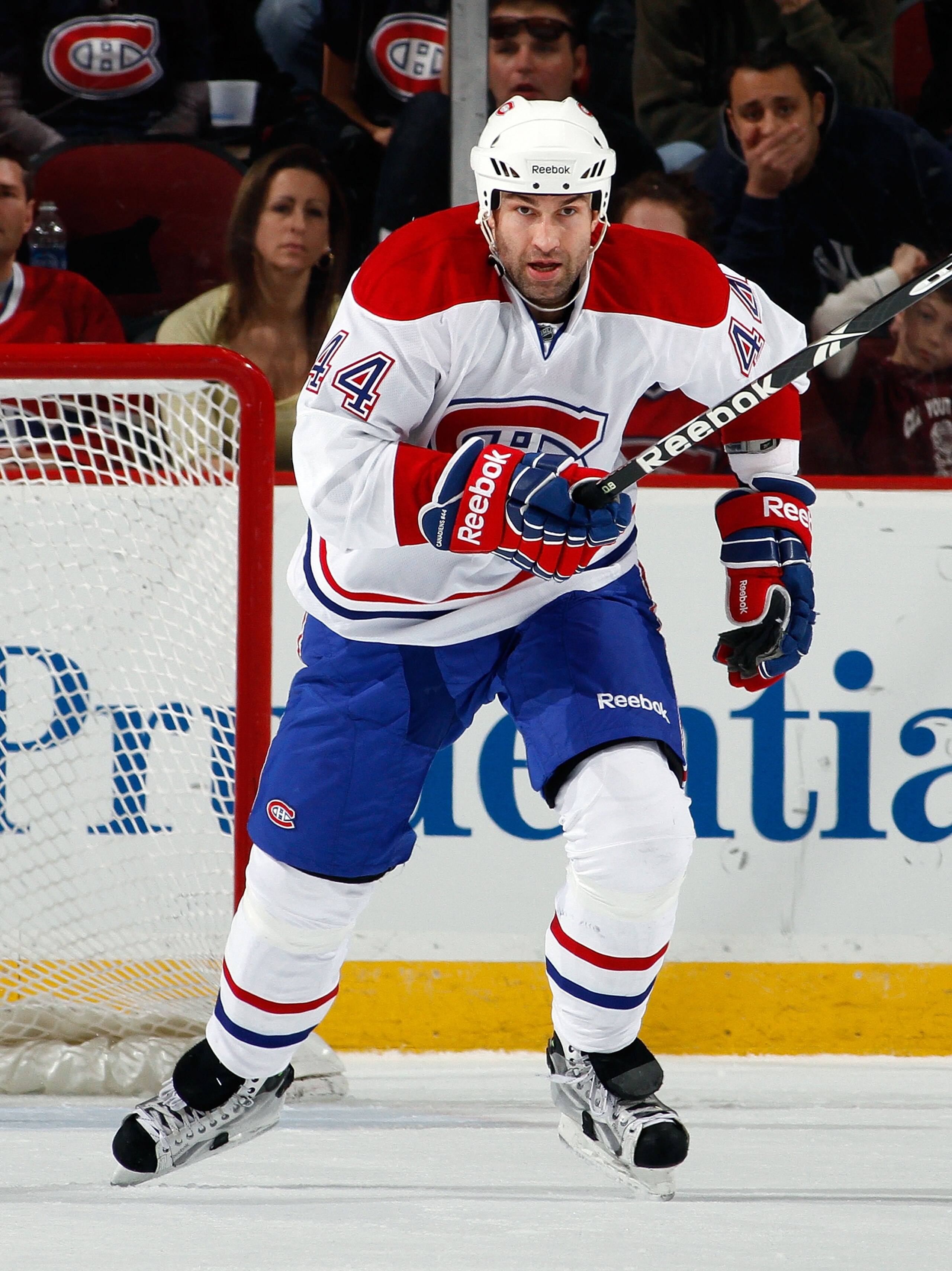NEWARK, NJ - APRIL 02:  Roman Hamrlik #44 of the Montreal Canadians skates during an NHL hockey game against the New Jersey Devils at the Prudential Center on April 2, 2011 in Newark, New Jersey.  (Photo by Paul Bereswill/Getty Images)