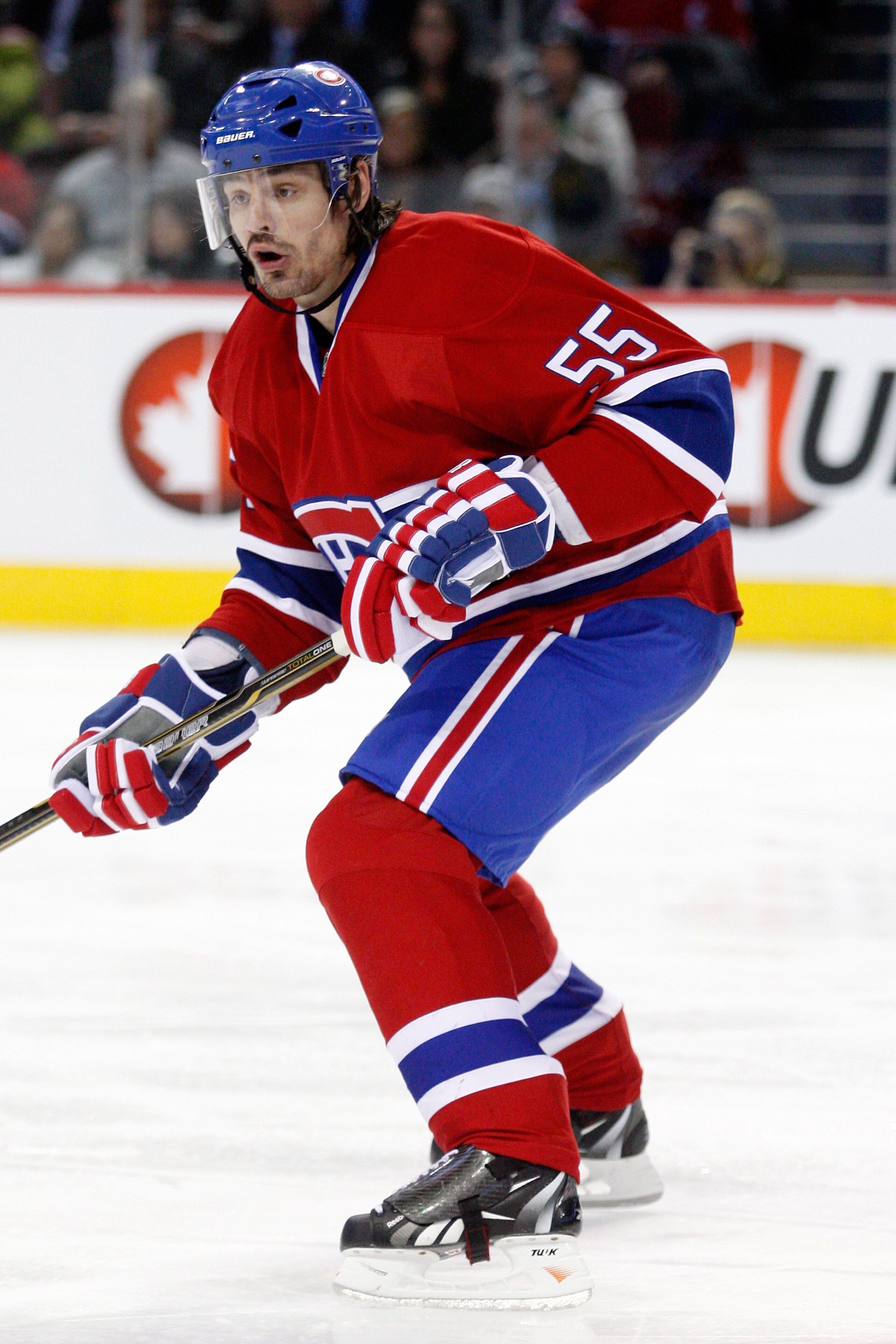MONTREAL, CANADA - MARCH 8:  Brent Sopel #55 of the Montreal Canadiens skates during the NHL game against the Boston Bruinsat the Bell Centre on March 8, 2011 in Montreal, Quebec, Canada.  The Canadiens defeated the Bruins 4-1.  (Photo by Richard Wolowicz