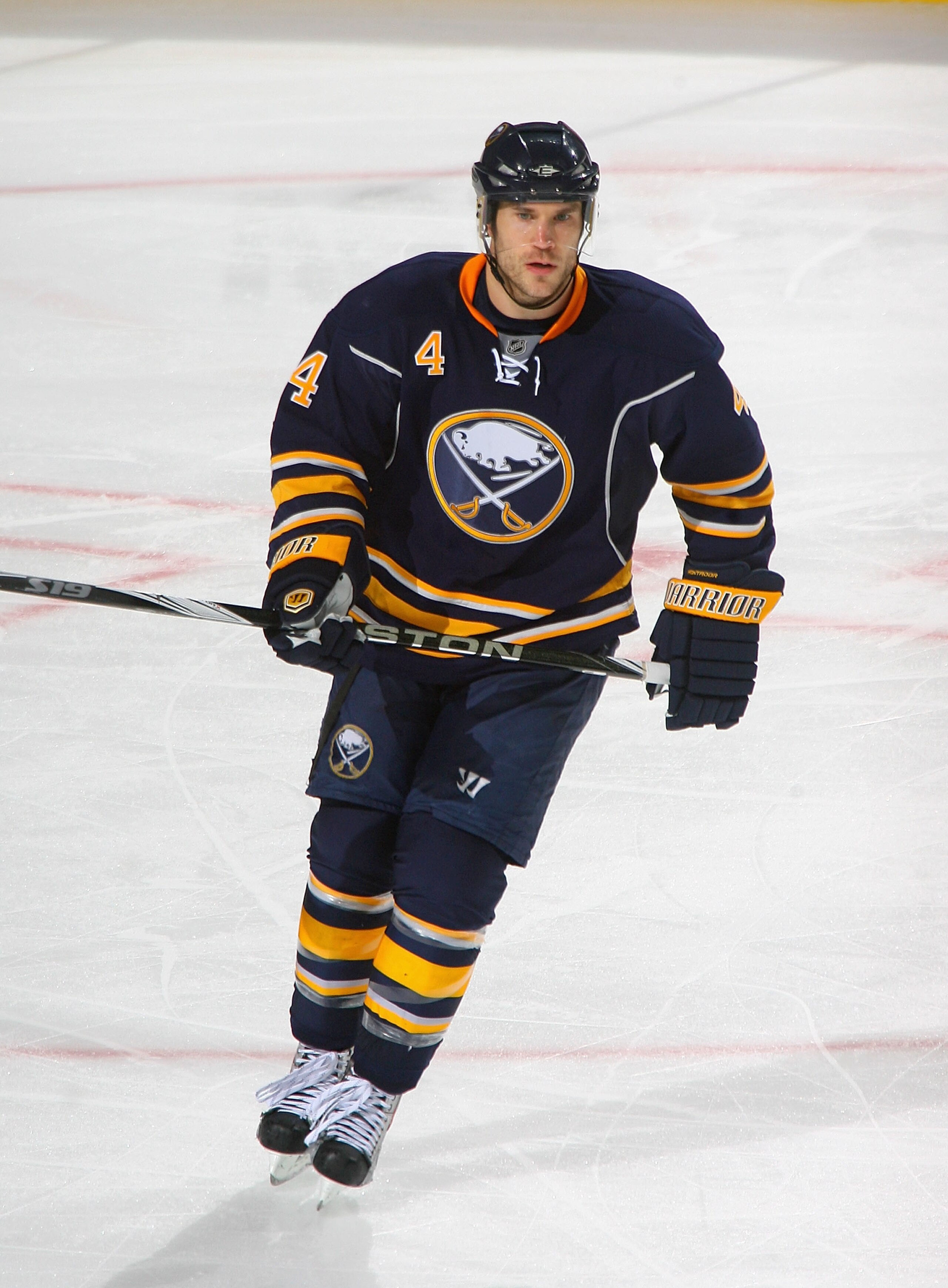 BUFFALO, NY - FEBRUARY 25: Steve Montador #4 of the Buffalo Sabres skates against the Ottawa Senators at HSBC Arena on February 25, 2011 in Buffalo, New York. Buffalo won 4-2.  (Photo by Rick Stewart/Getty Images)