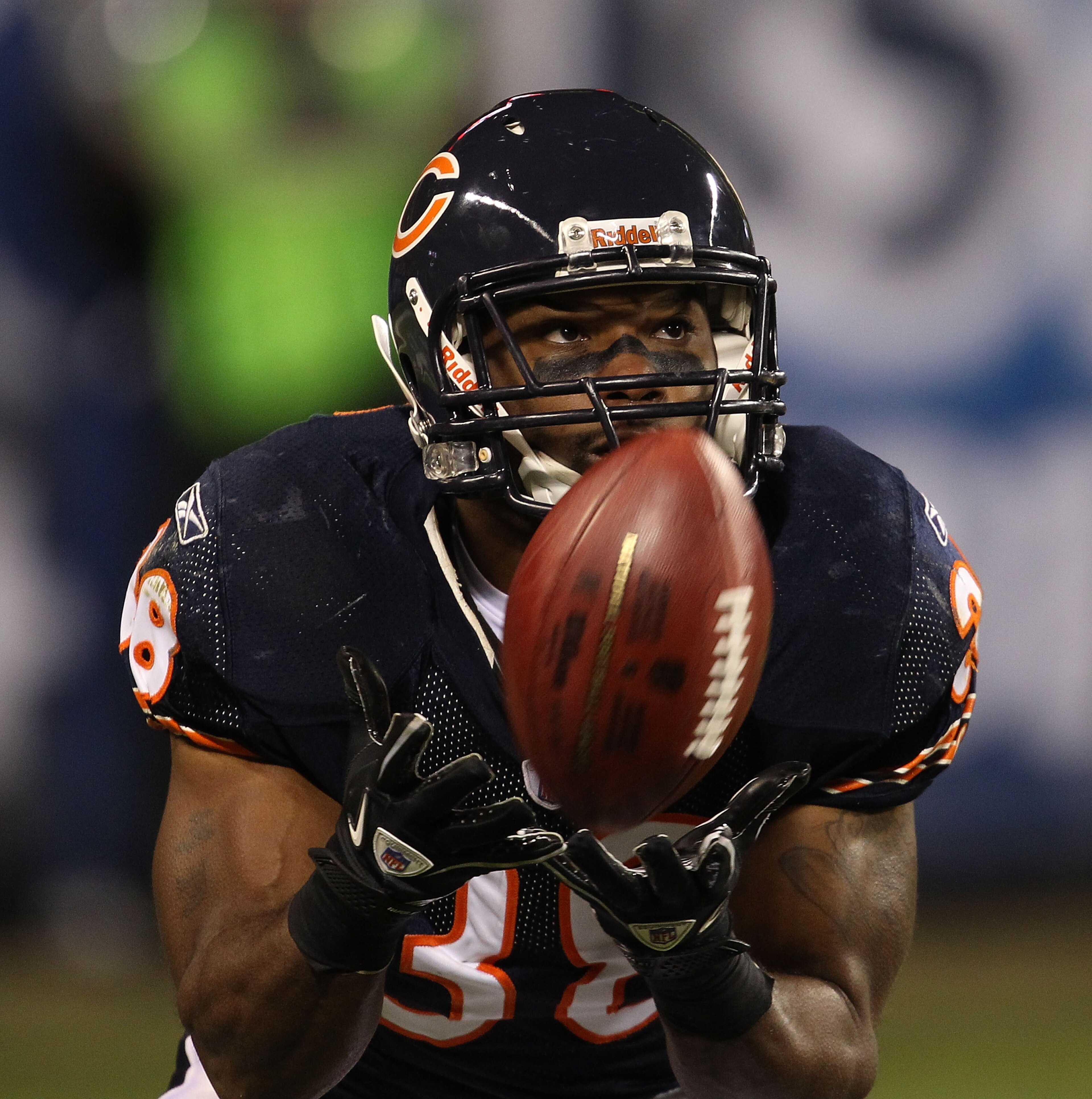 CHICAGO - NOVEMBER 28: Danieal Manning #38 of the Chicago Bears fields a kick against the Philadelphia Eagles at Soldier Field on November 28, 2010 in Chicago, Illinois. The Bears defeated the Eagles 31-26. (Photo by Jonathan Daniel/Getty Images)