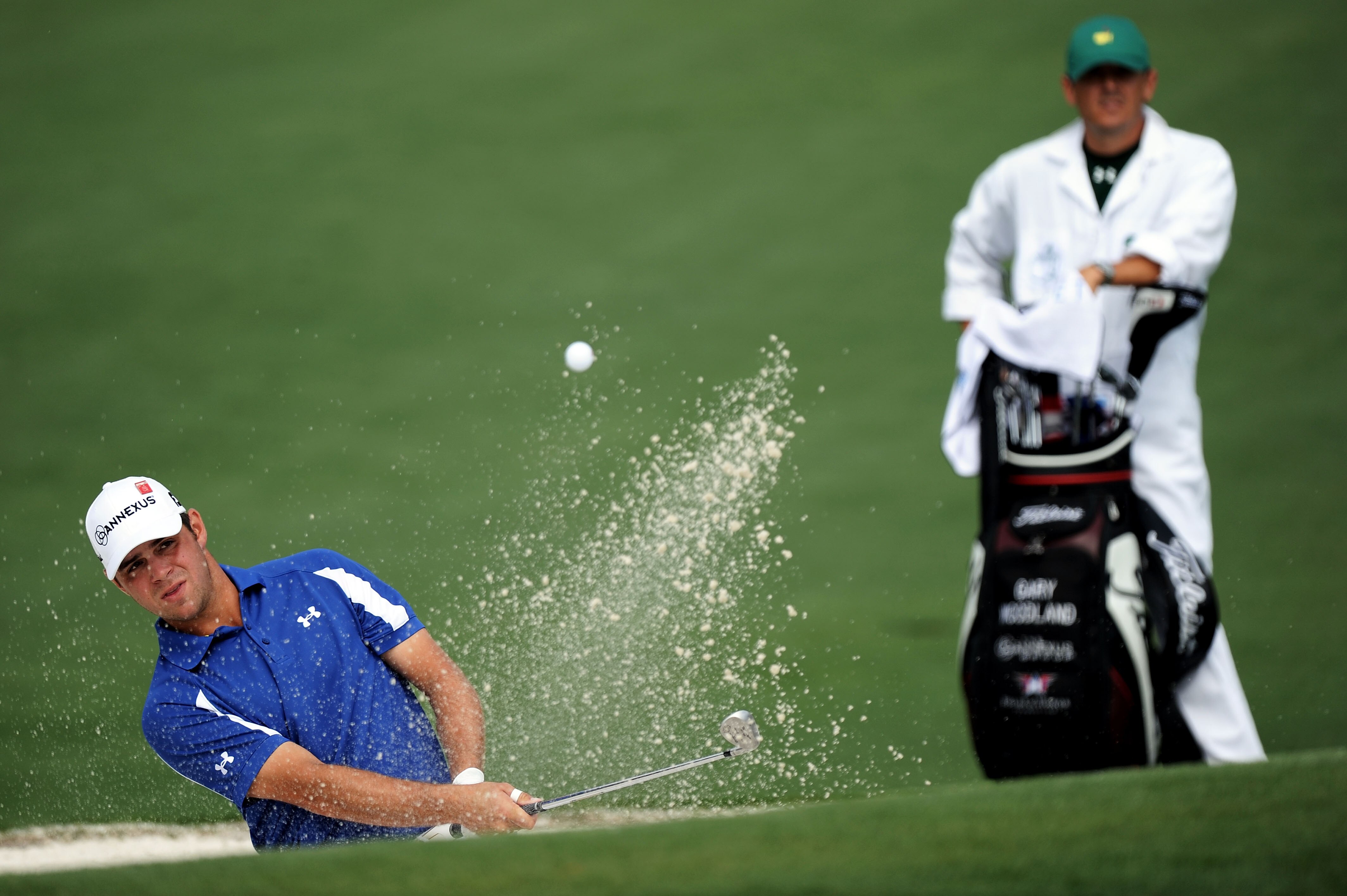 AUGUSTA, GA - APRIL 08:  Gary Woodland hits from a bunker on the second hole during the second round of the 2011 Masters Tournament at Augusta National Golf Club on April 8, 2011 in Augusta, Georgia.  (Photo by Harry How/Getty Images)
