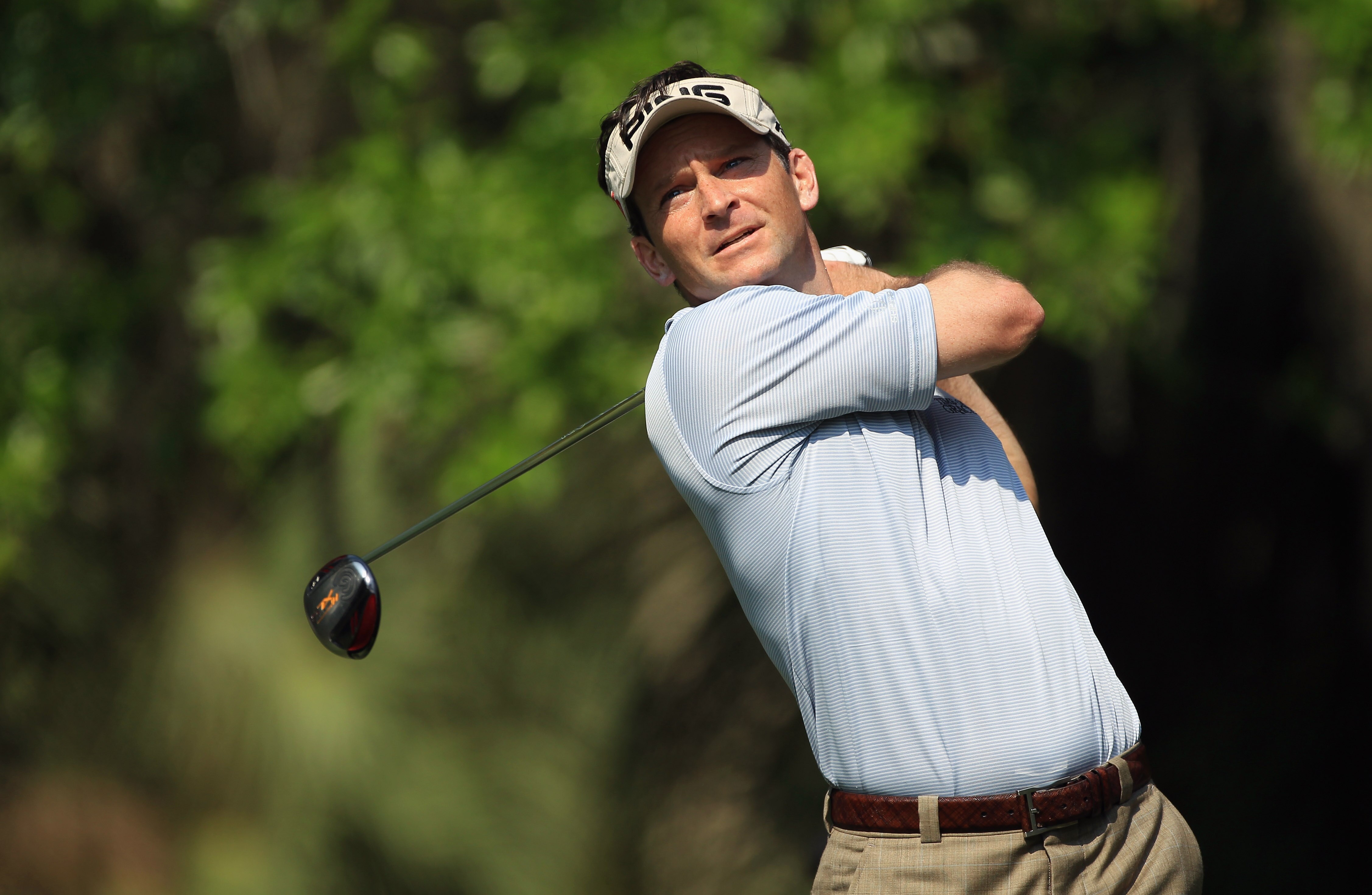 HILTON HEAD ISLAND, SC - APRIL 22:  Mark Wilson watches a tee shot on the 13th hole during the second round of The Heritage at Harbour Town Golf Links on April 22, 2011 in Hilton Head Island, South Carolina.  (Photo by Streeter Lecka/Getty Images)