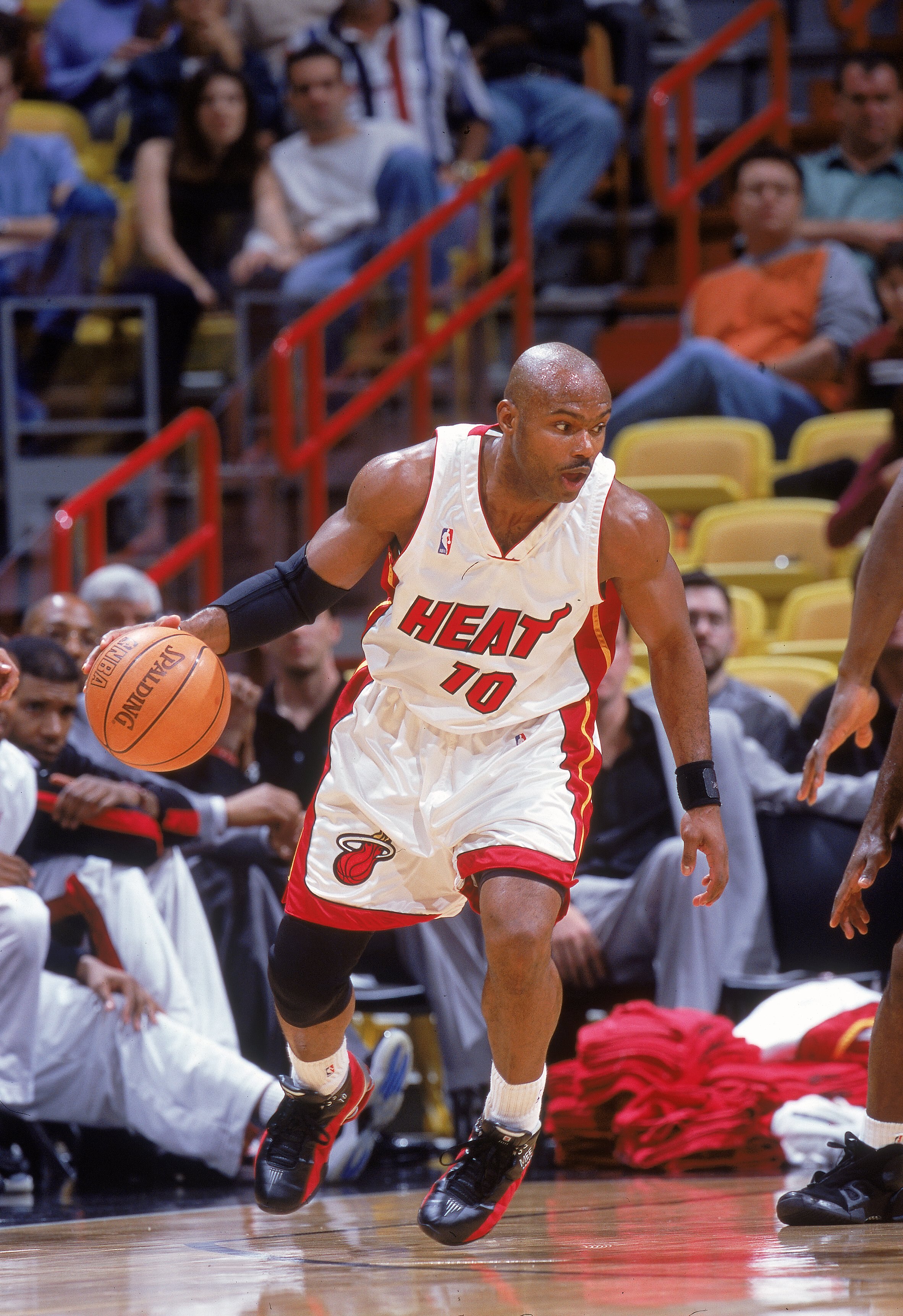 16 Jan 2001:   Tim Haradaway #10 of the Miami Heat dribbles the ball  during the game against the Detroit Pistons at the American Airlines Arena in Miami, Florida.  The Heat defeated the Pistons 93-85.   NOTE TO USER: It is expressly understood that the o