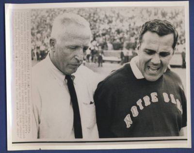 USC Coach John McKay and Notre Dame Coach Ara Parseghian after the game