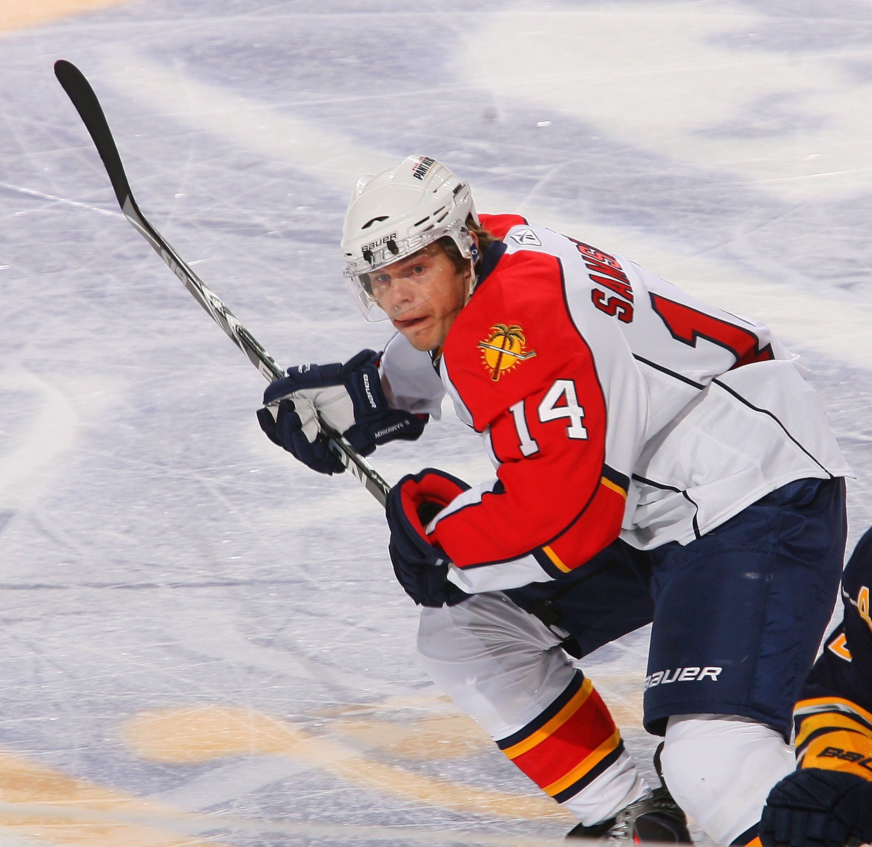 BUFFALO, NY - MARCH 25: Sergei Samsonov #14  of the Florida Panthers skates against the Buffalo Sabres at HSBC Arena on March 25, 2011 in Buffalo, New York.  (Photo by Rick Stewart/Getty Images)