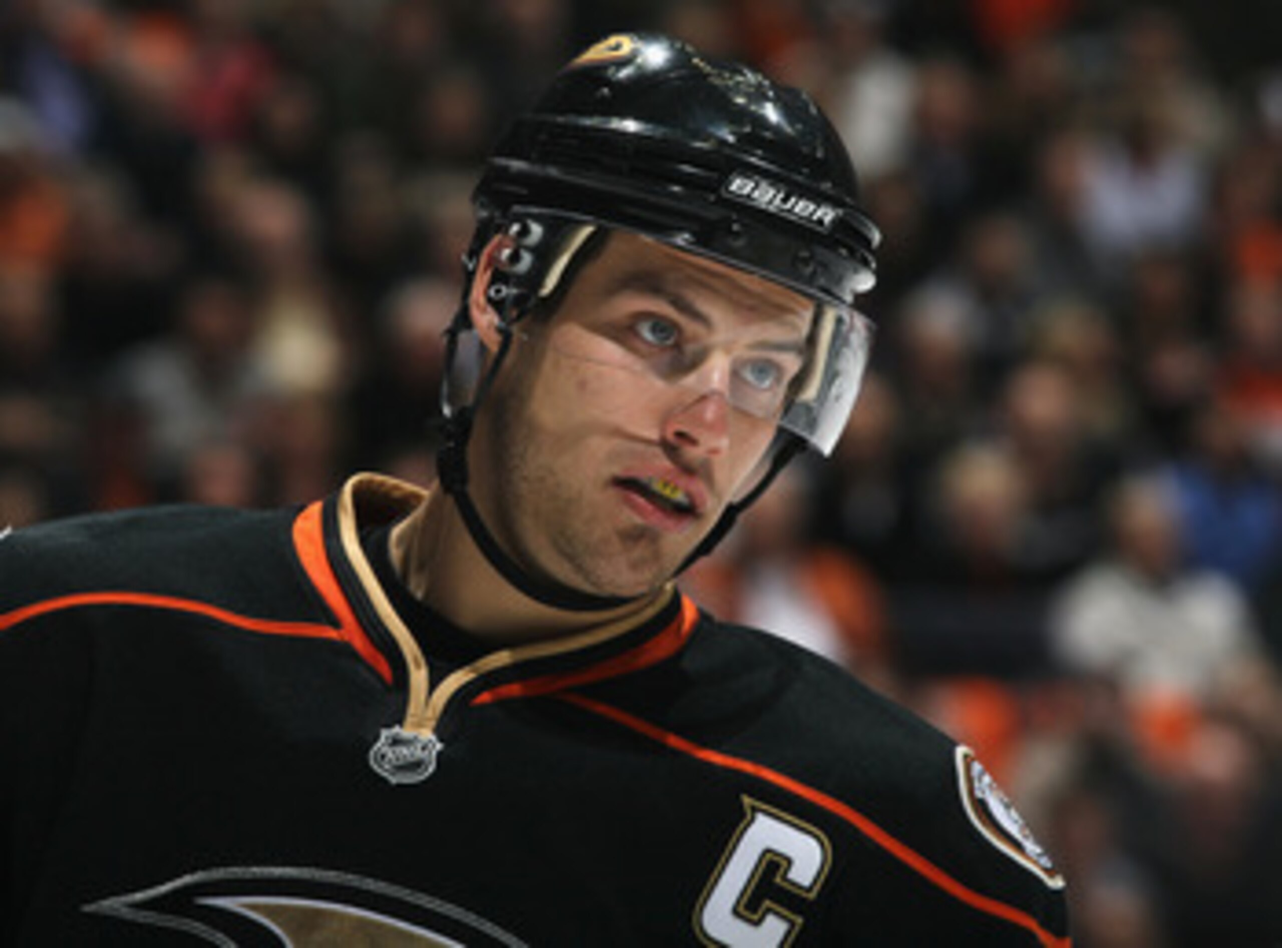 ANAHEIM, CA - APRIL 13:  Ryan Getzlaf #15 of the Anaheim Ducks looks on against the Nashville Predators in Game One of the Western Conference Quarterfinals during the 2011 NHL Stanley Cup Playoffs at Honda Center on April 13, 2011 in Anaheim, California.