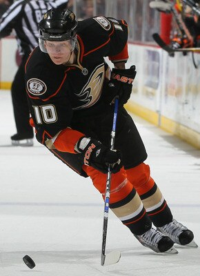 ANAHEIM, CA - APRIL 13:  Corey Perry #10 of the Anaheim Ducks skates against the Nashville Predators in Game One of the Western Conference Quarterfinals during the 2011 NHL Stanley Cup Playoffs at Honda Center on April 13, 2011 in Anaheim, California. The